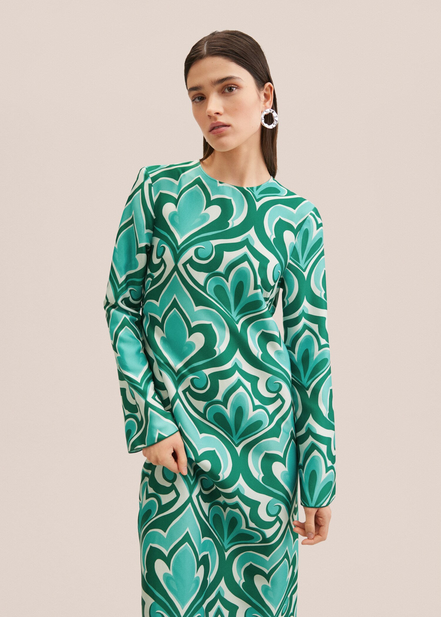 Printed cut-out detail dress - Medium plane