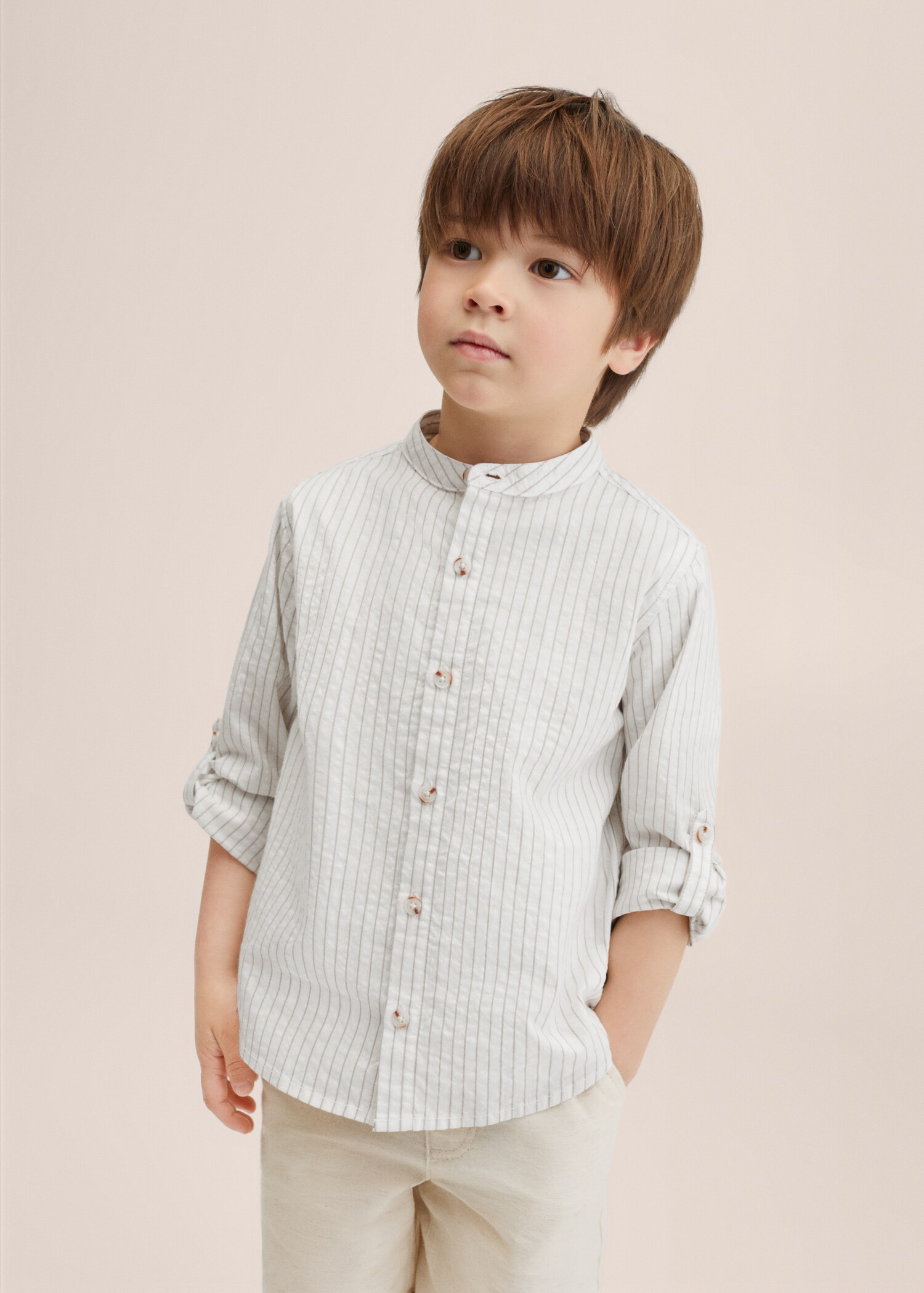 Camisa formal de algodão às riscas - Pormenor do artigo 1
