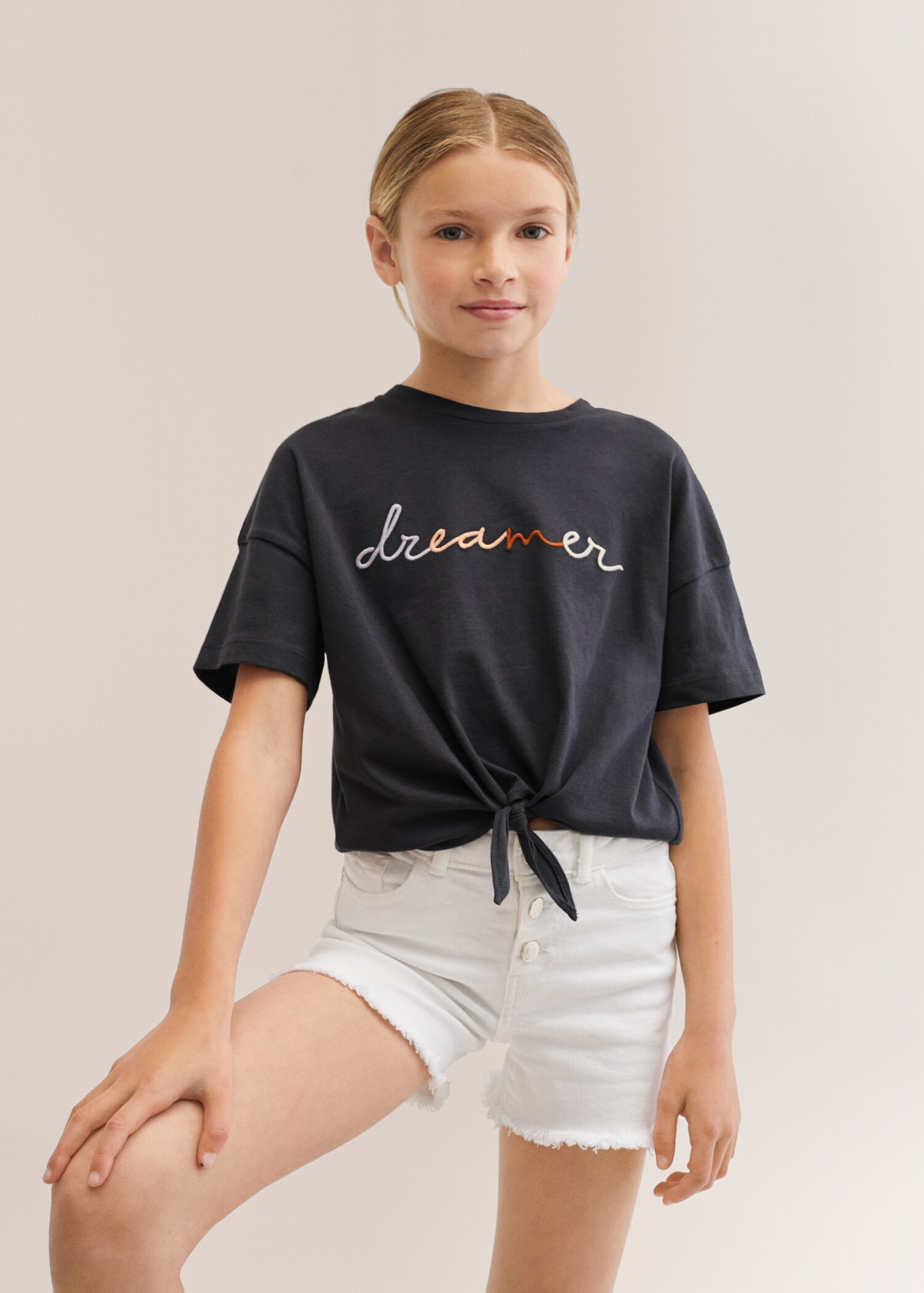 Frayed hem denim shorts - Details of the article 1