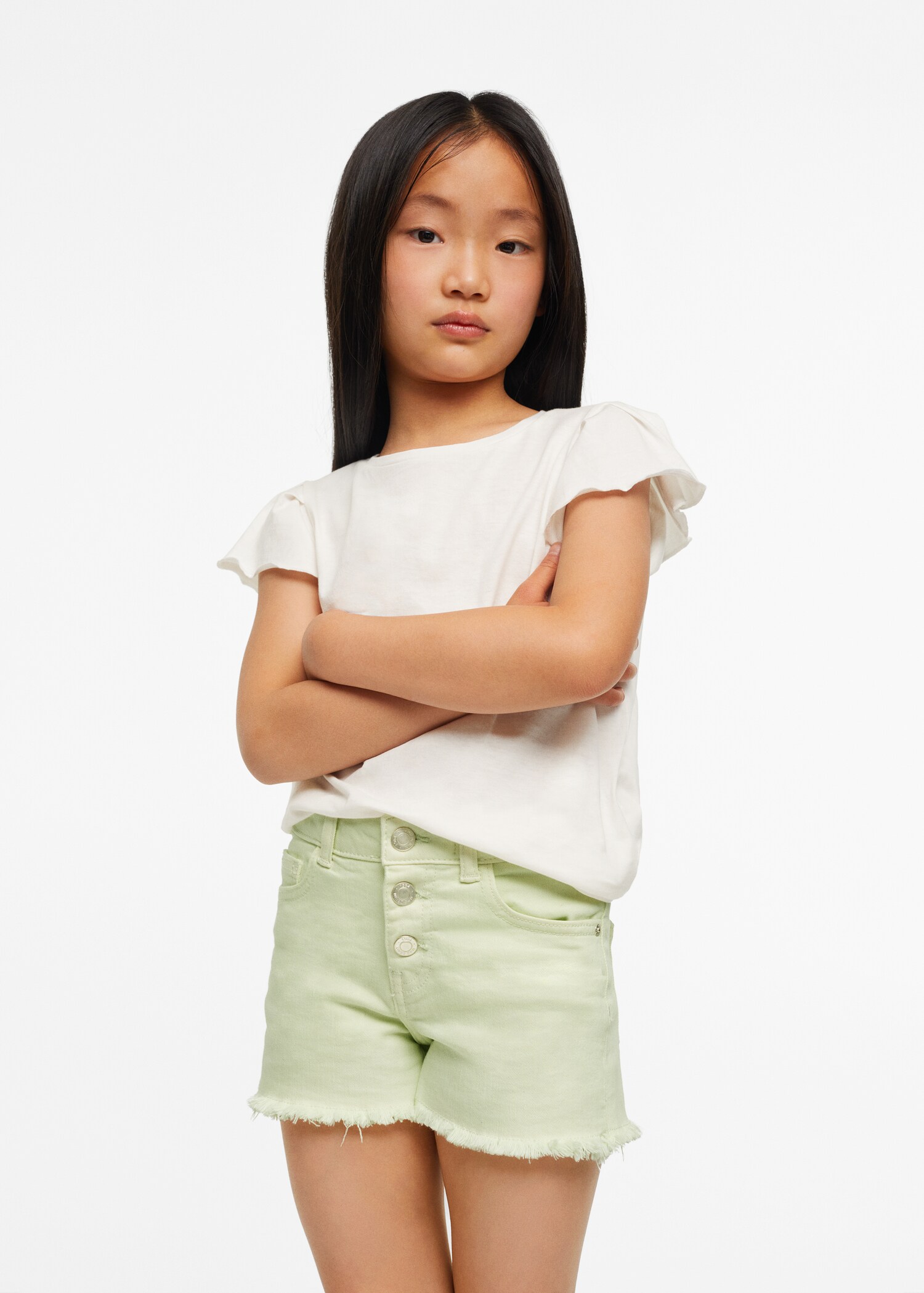 Frayed hem denim shorts - Details of the article 2