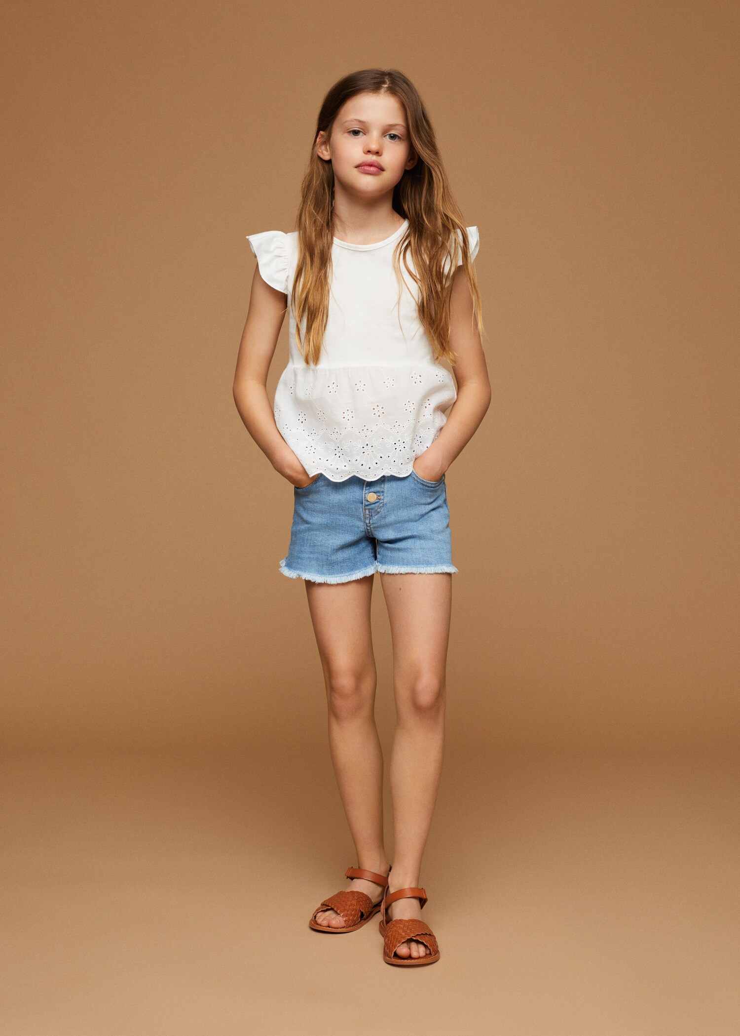 Frayed hem denim shorts - Medium plane