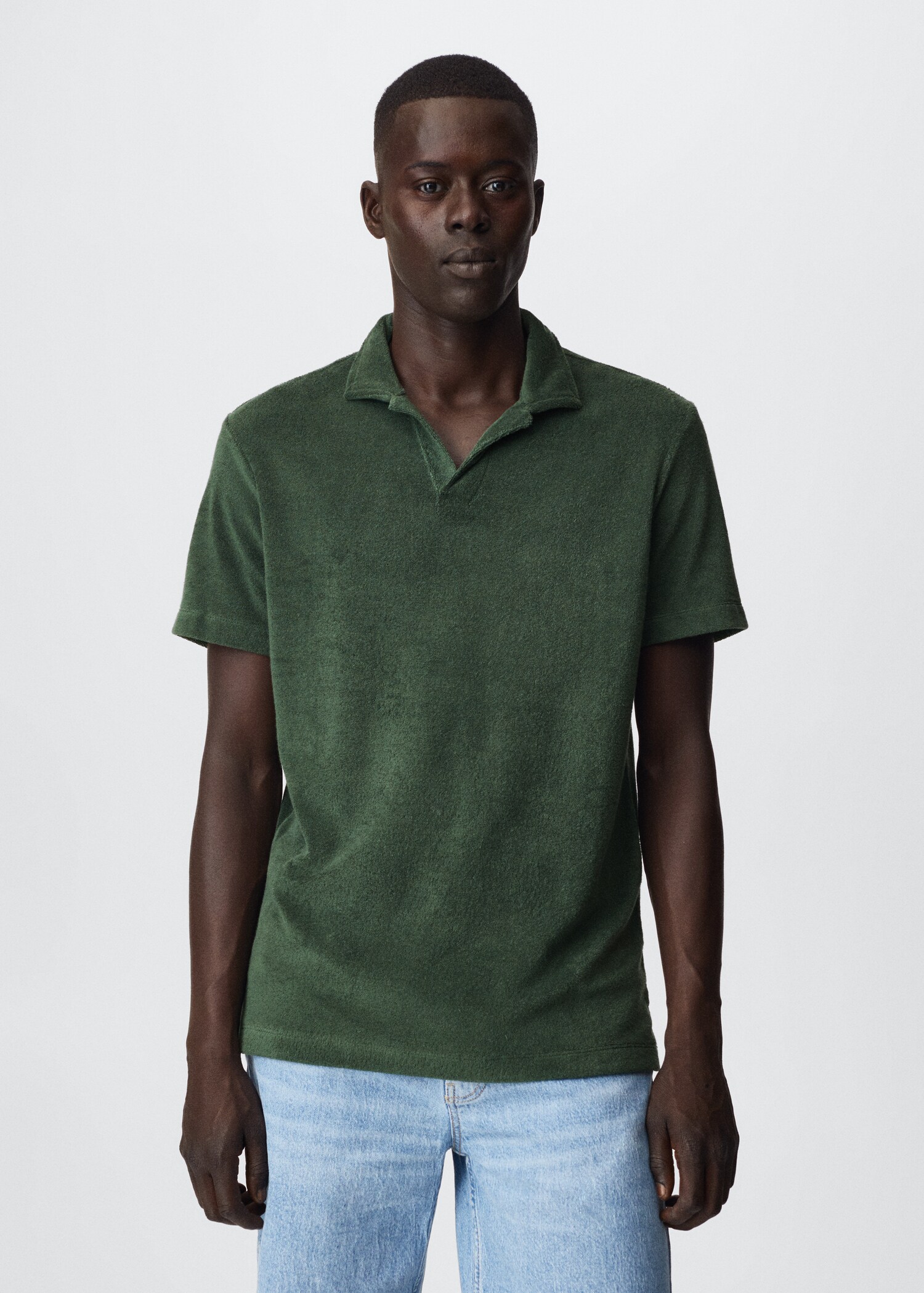Cotton towel texture polo shirt - Medium plane