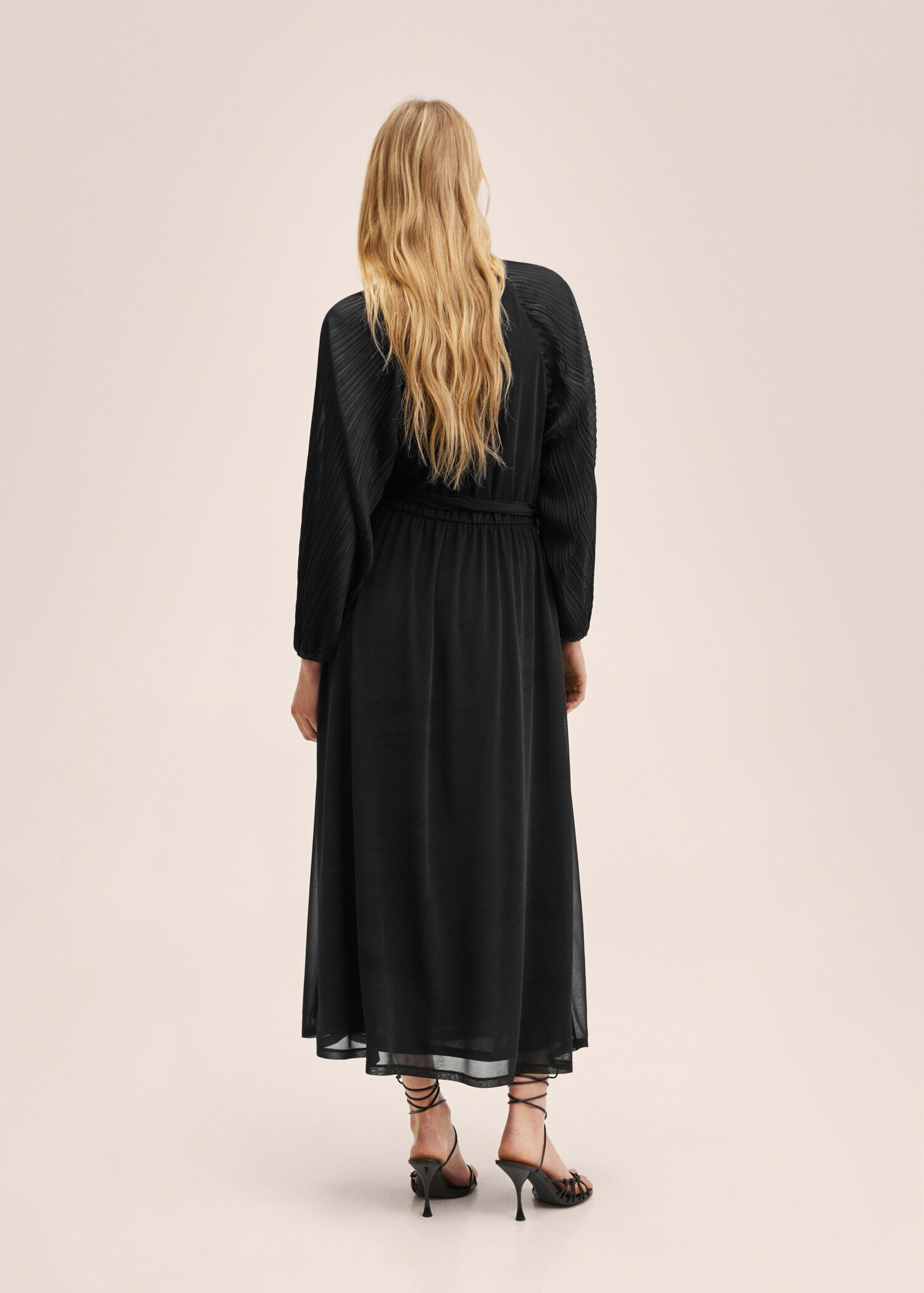 Vestido plisado cinturón - Reverso del artículo