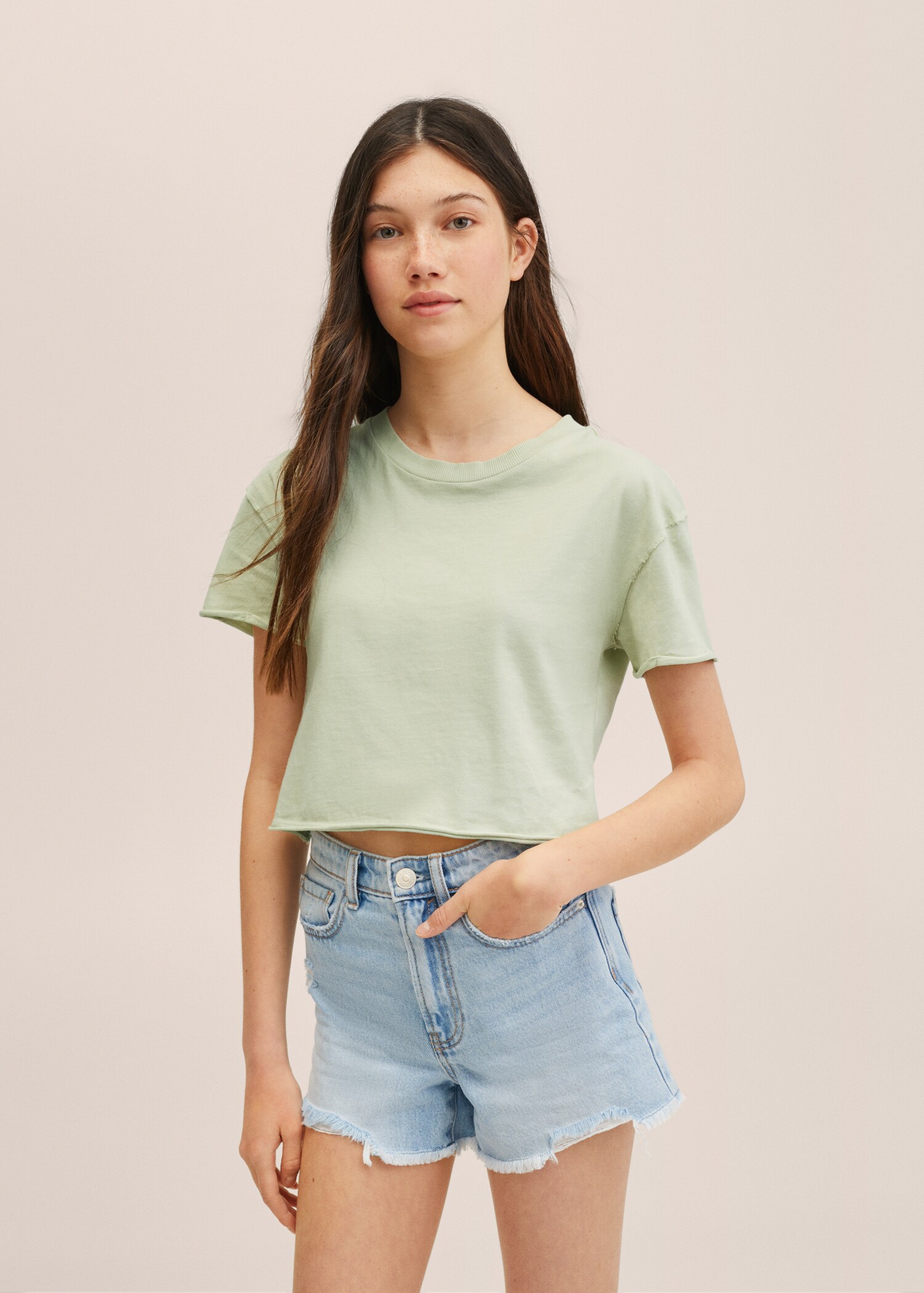 Crop-T-Shirt aus Baumwolle - Mittlere Ansicht