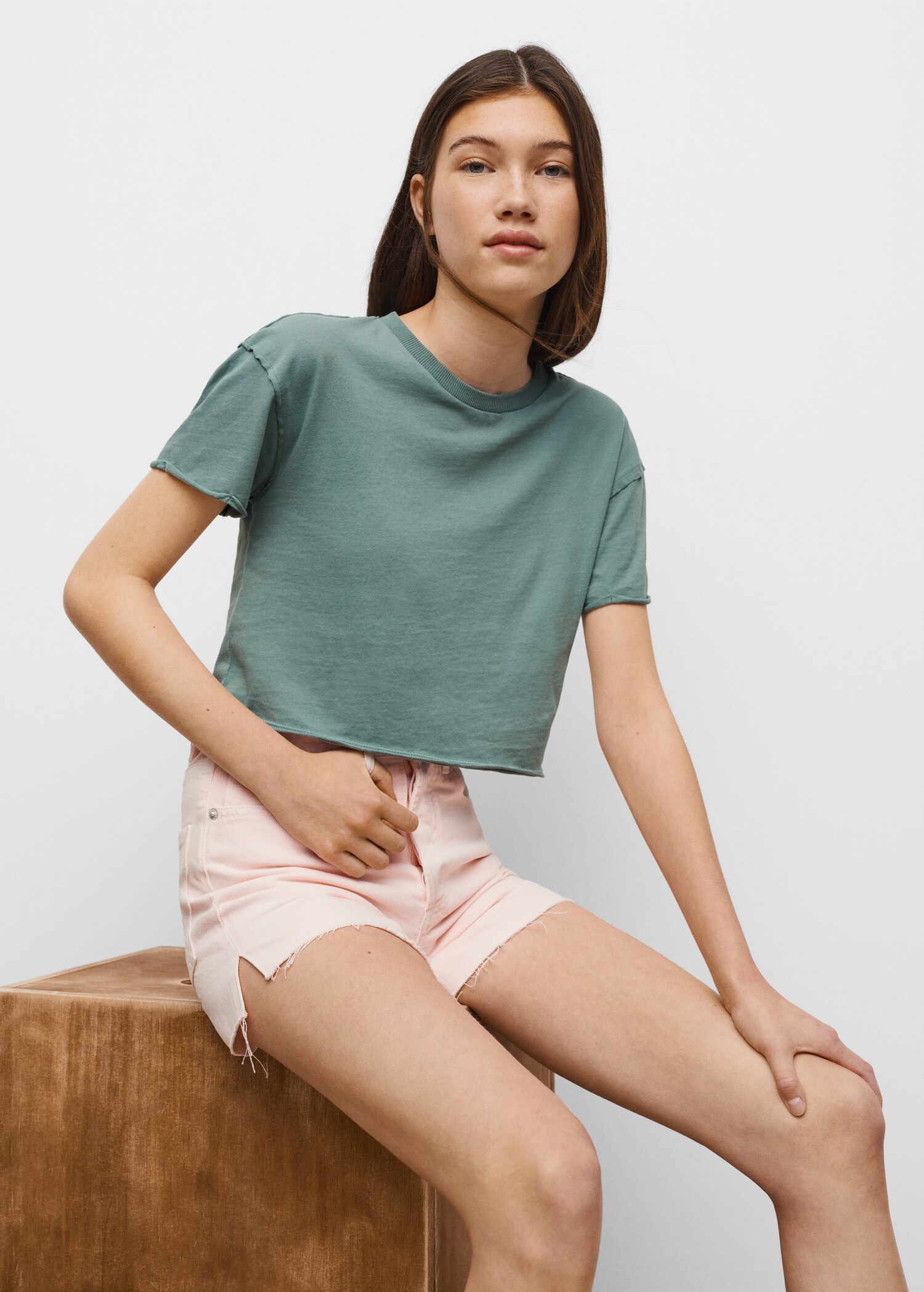 Cropped cotton T-shirt - Medium plane