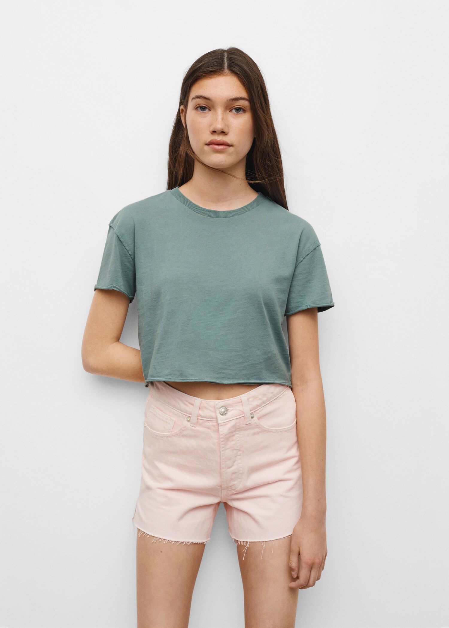 Cropped cotton T-shirt - Details of the article 1