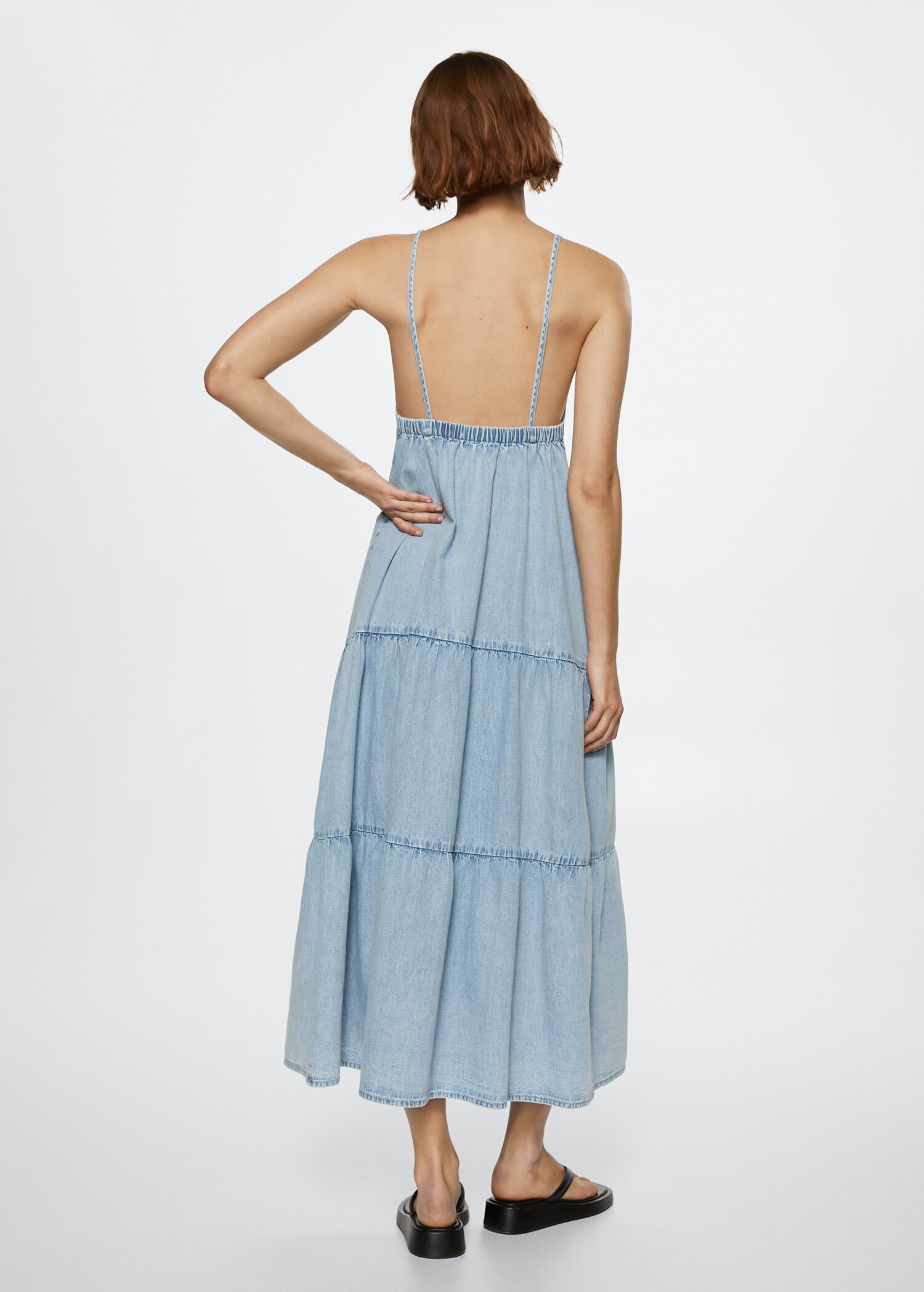 Ruffled denim dress - Reverse of the article