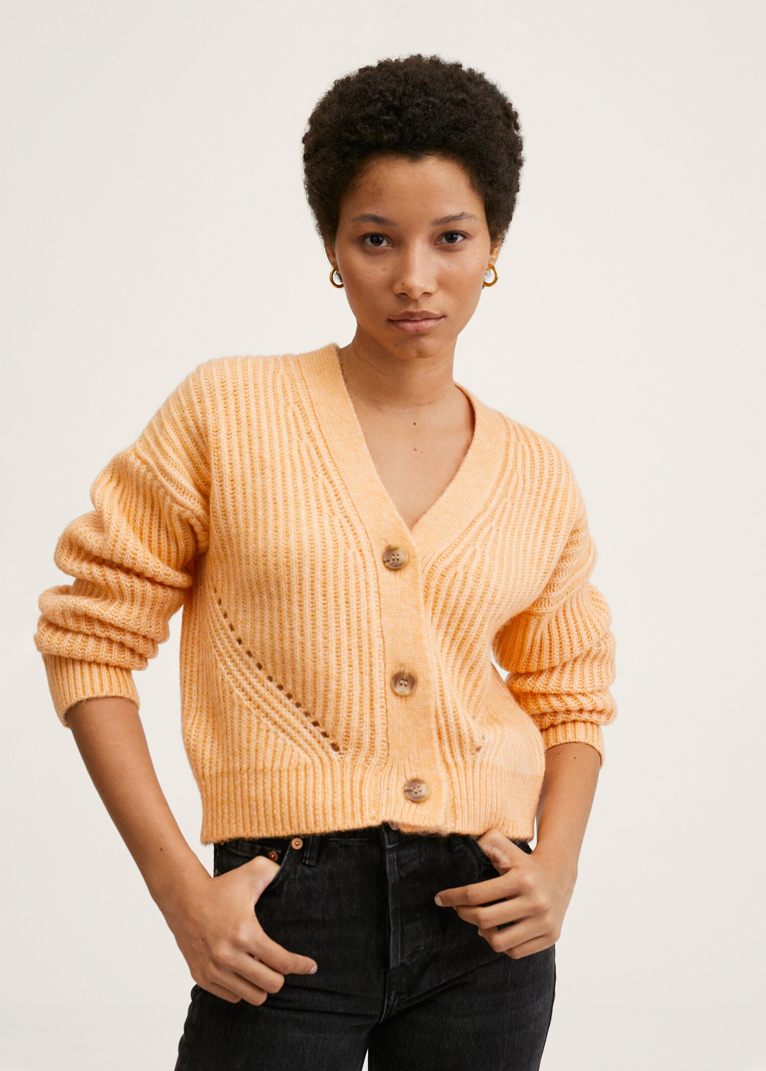Ribbed knit cardigan - Medium plane