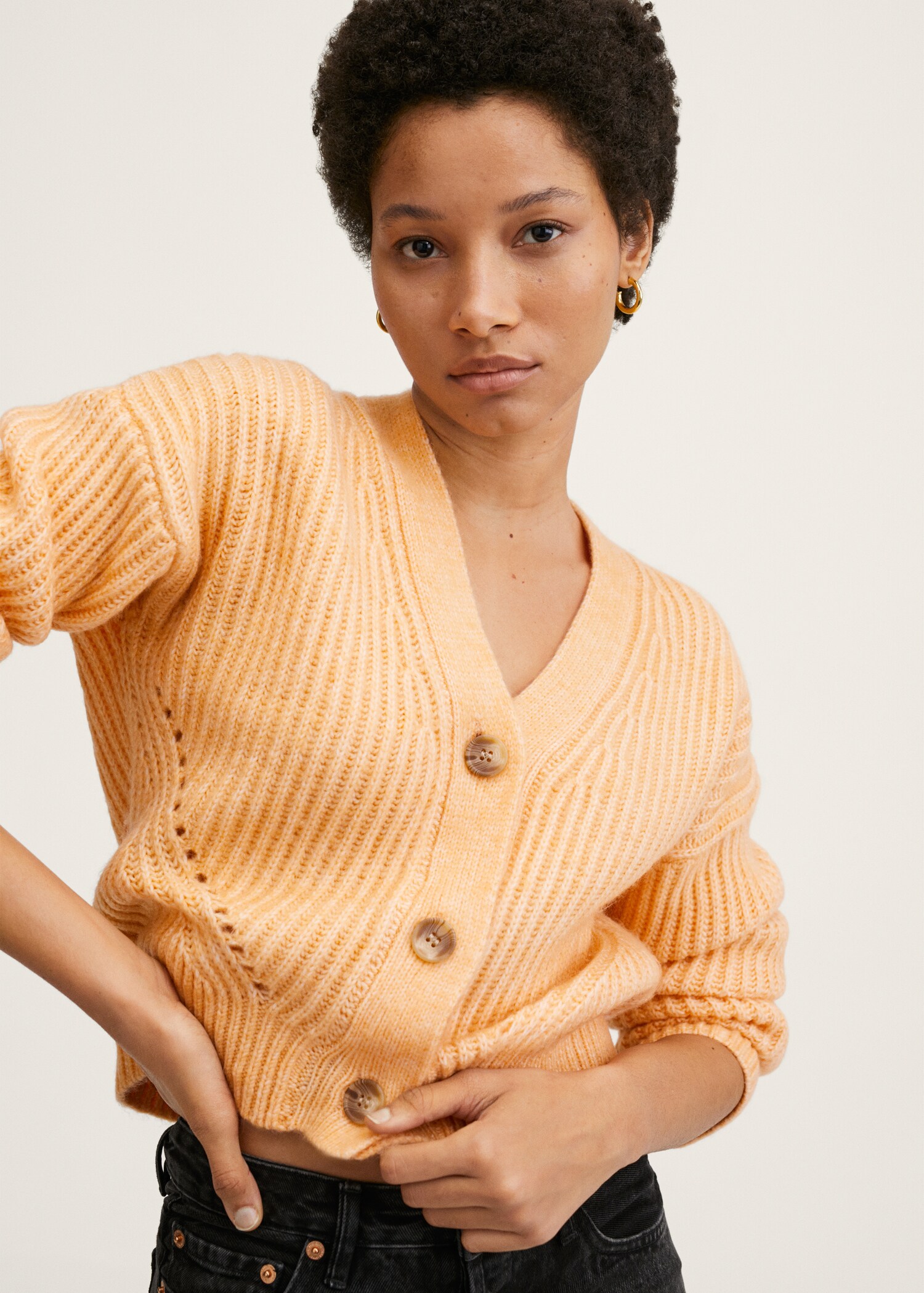 Ribbed knit cardigan - Details of the article 1