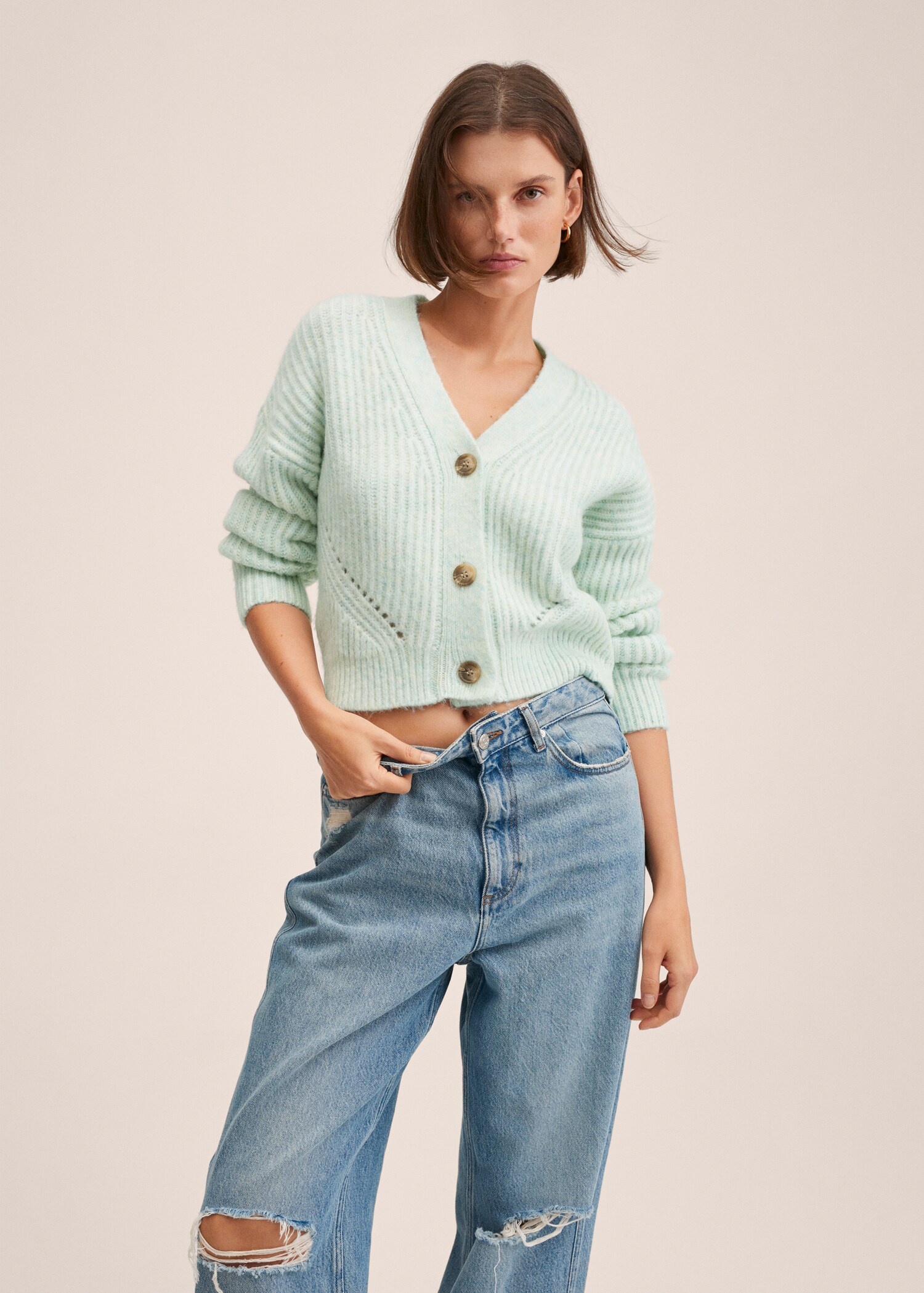 Ribbed knit cardigan - Medium plane