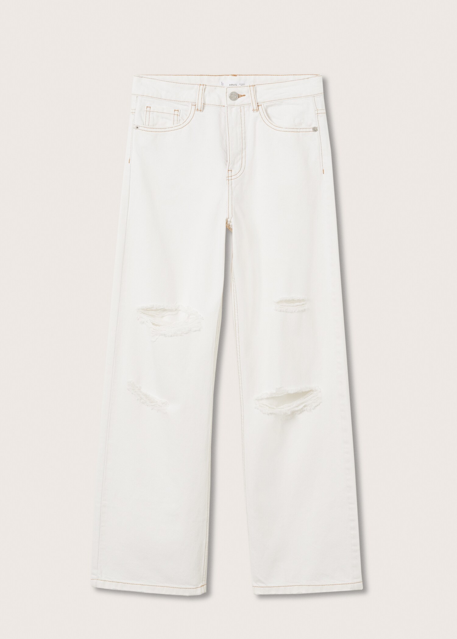 Jeans wideleg com pormenores rotos decorativos - Artigo sem modelo