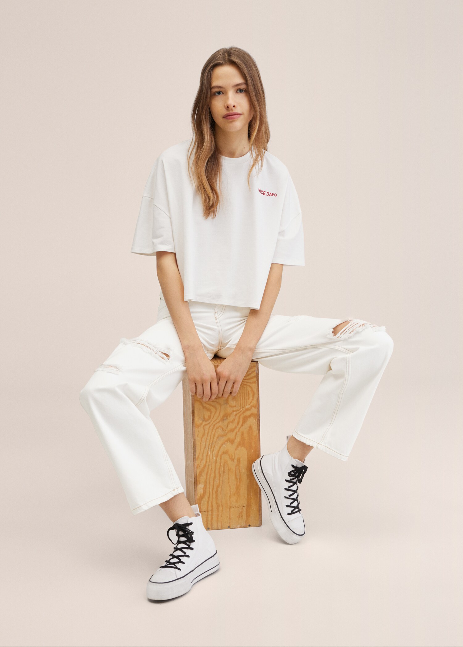 Jeans wideleg com pormenores rotos decorativos - Pormenor do artigo 2