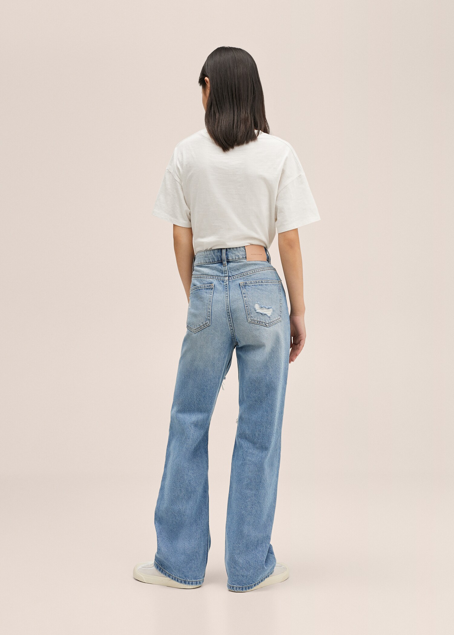 Decorative ripped wideleg jeans - Reverse of the article