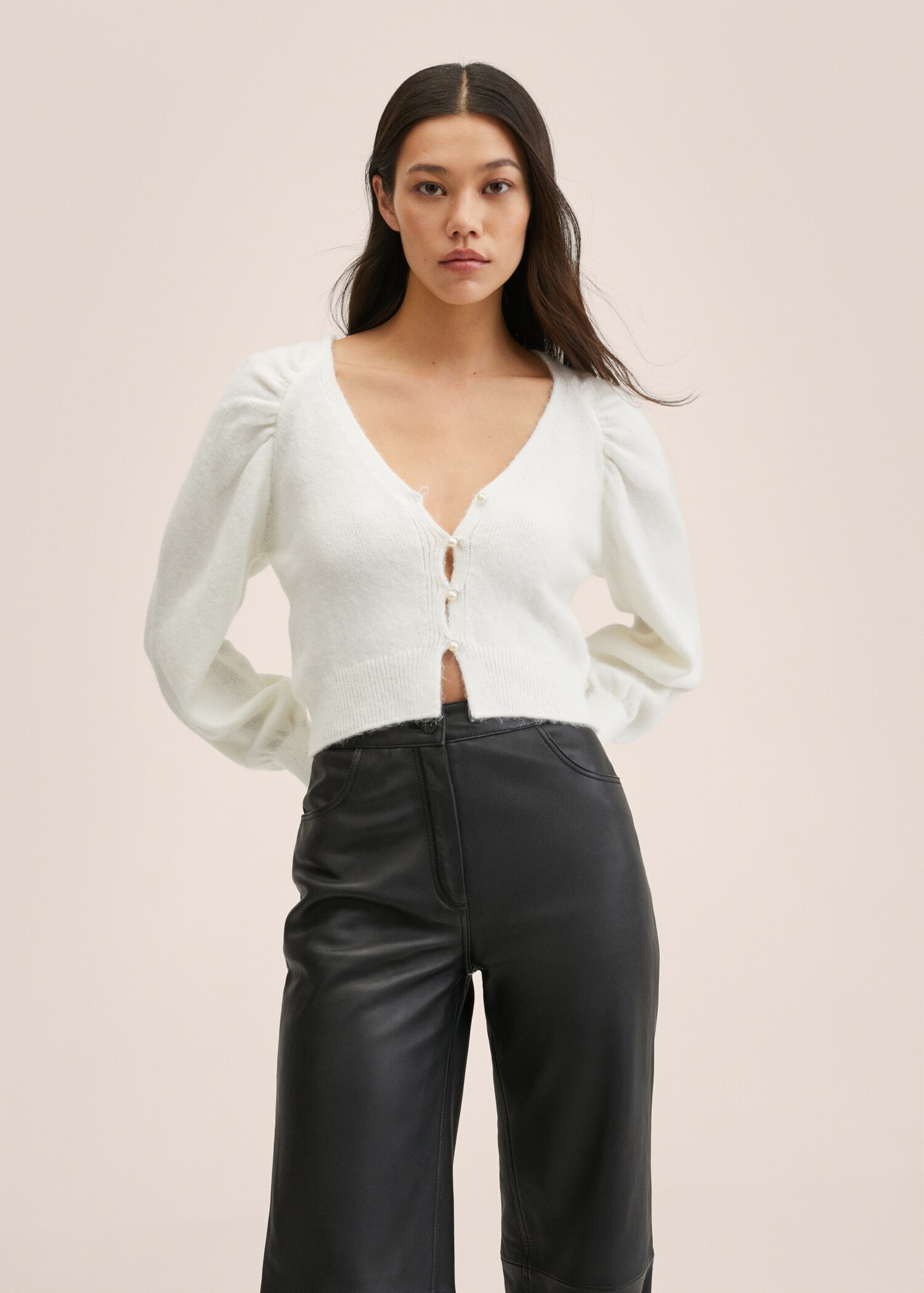 Knitted cropped cardigan - Medium plane