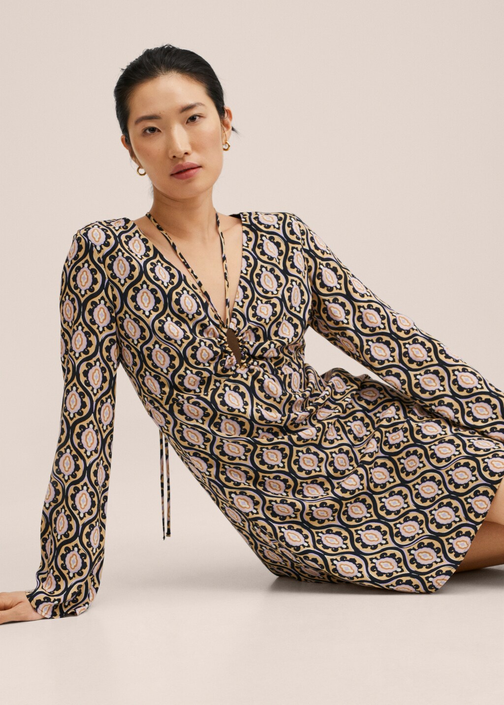 Flowy printed dress Women MANGO OUTLET Sweden