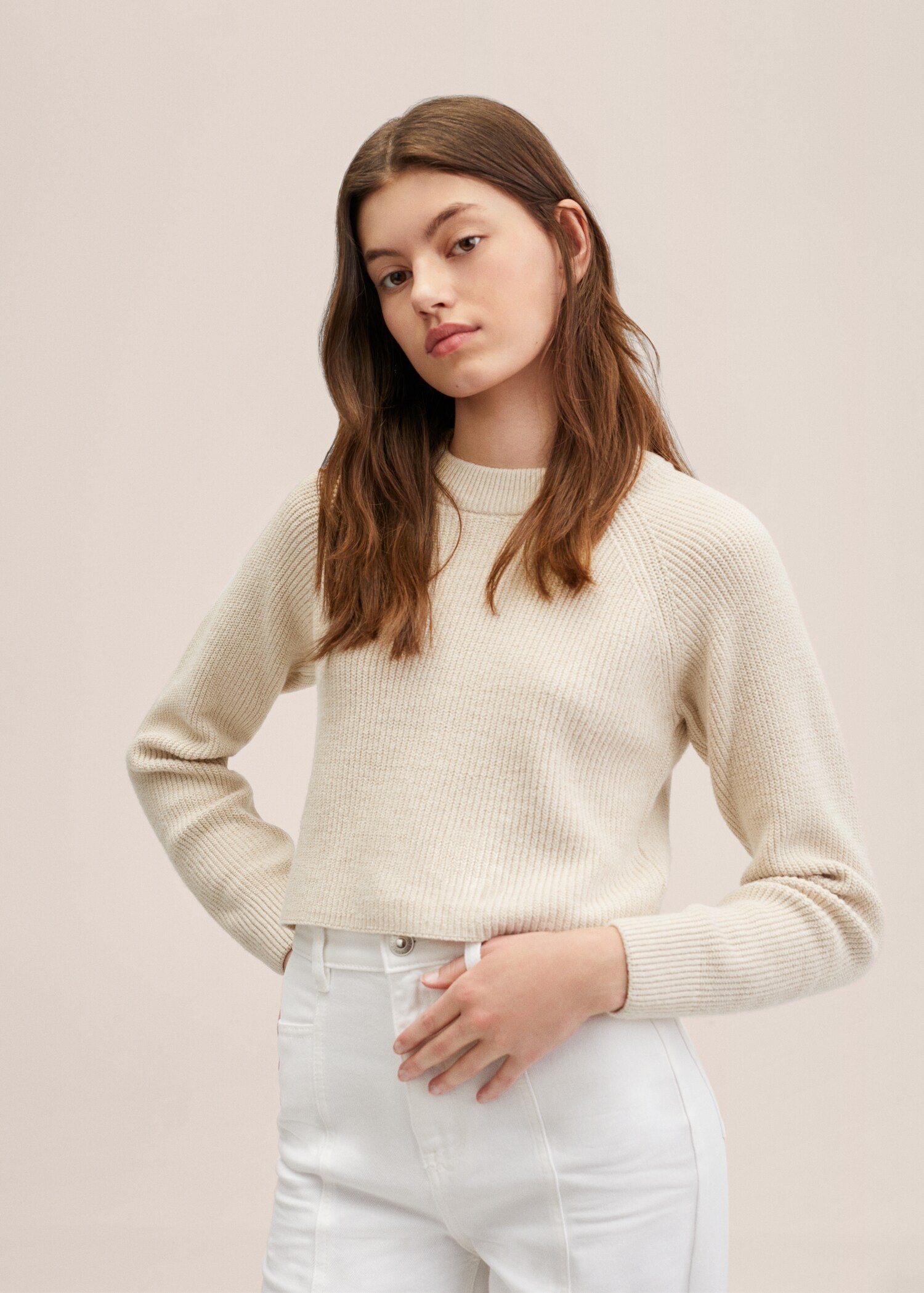 Knitted cropped sweater - Medium plane
