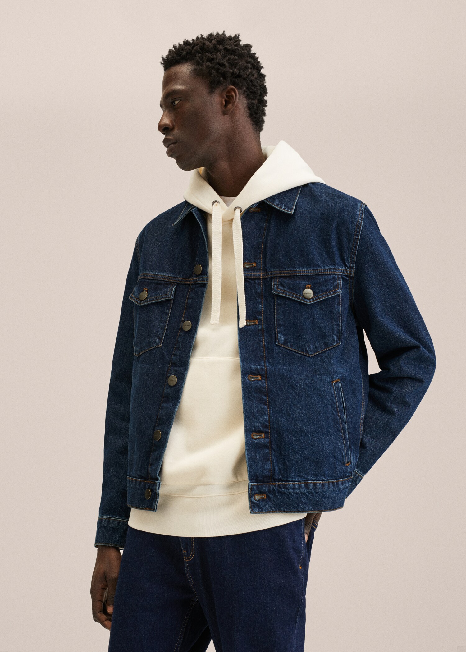 Blouson denim délavé foncé - Plan moyen