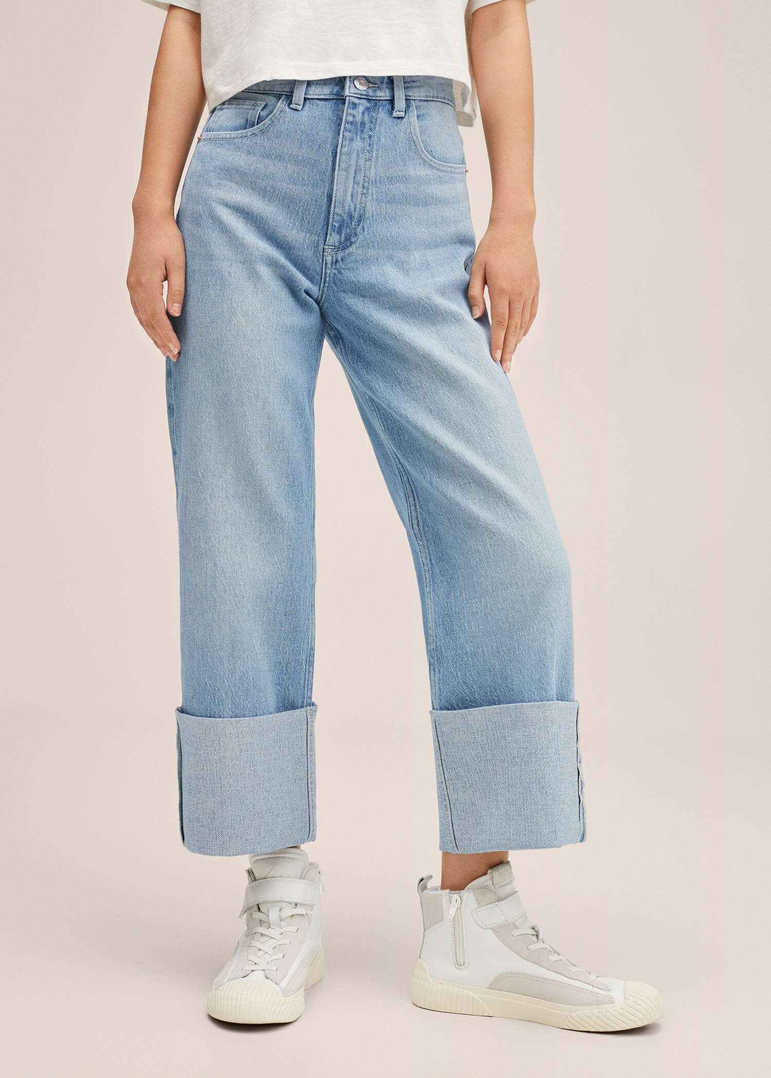 Turned-up straight jeans - Medium plane