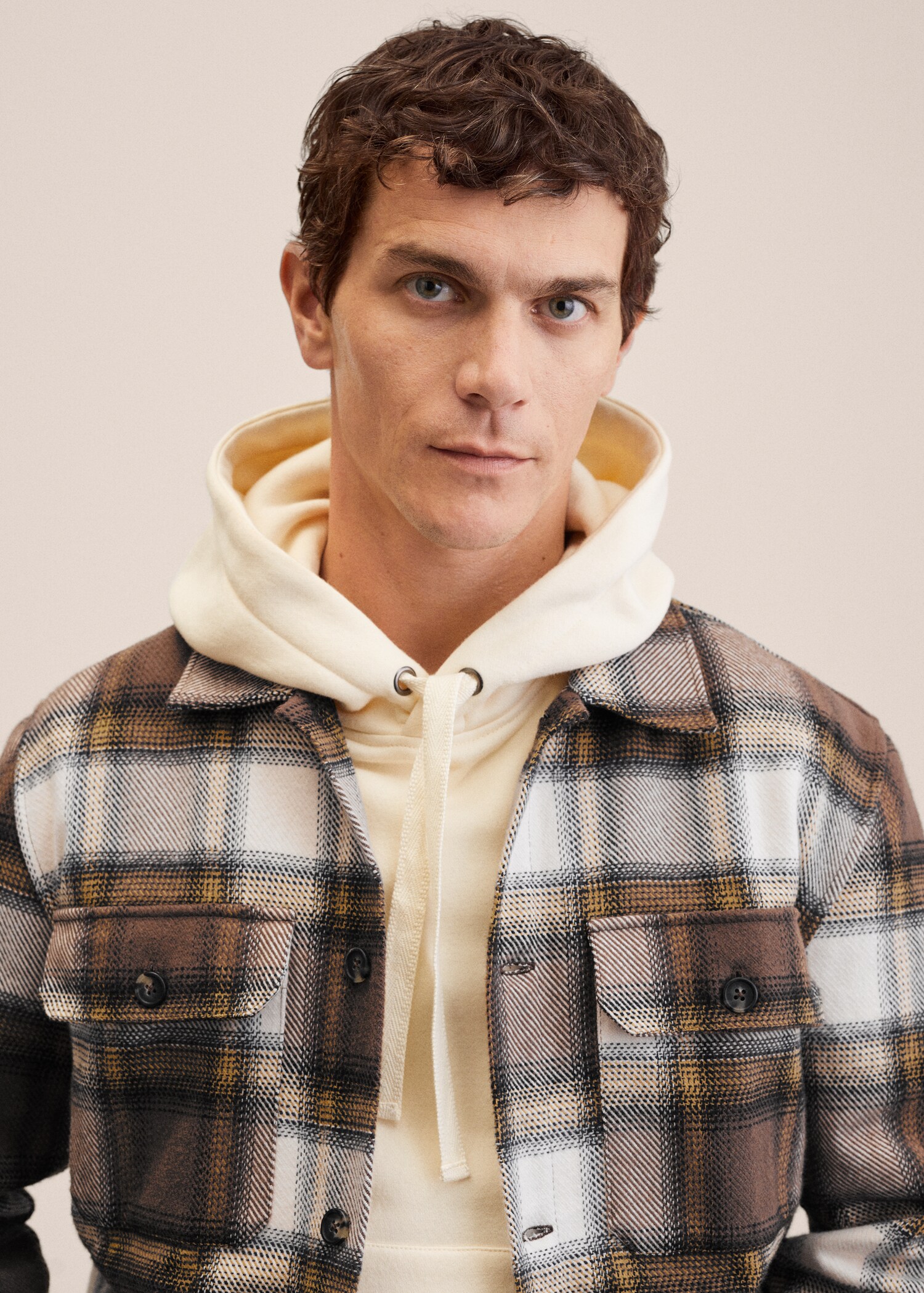 Recycled cotton check overshirt - Details of the article 1