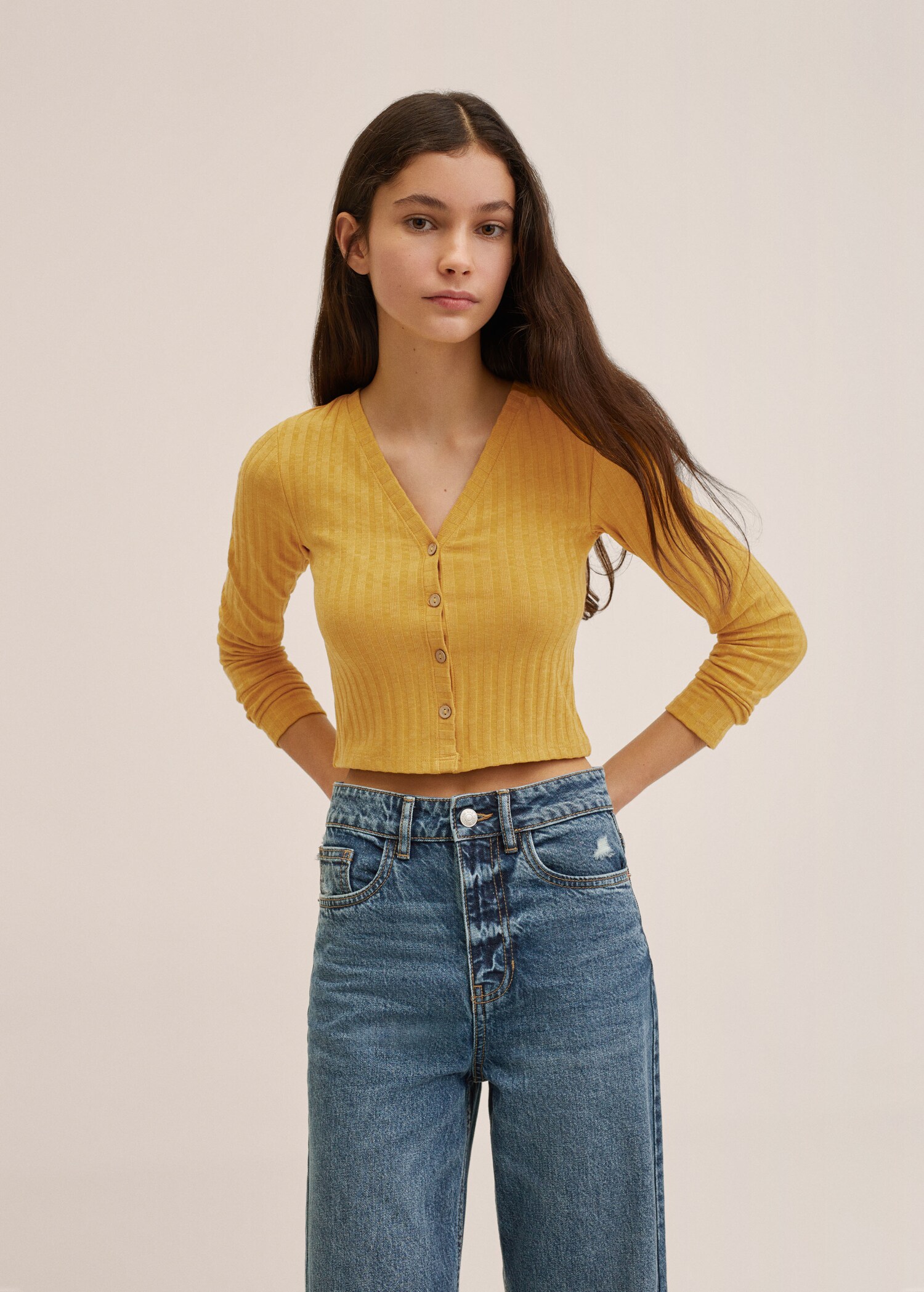 Ribbed long-sleeved t-shirt - Medium plane