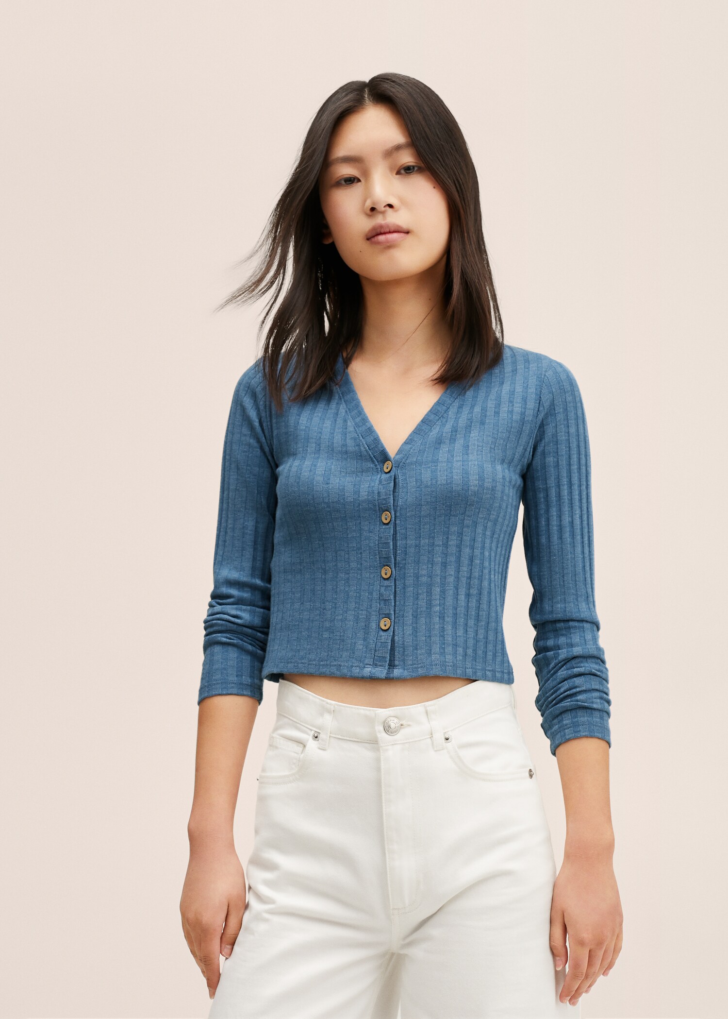 Ribbed long-sleeved t-shirt - Medium plane