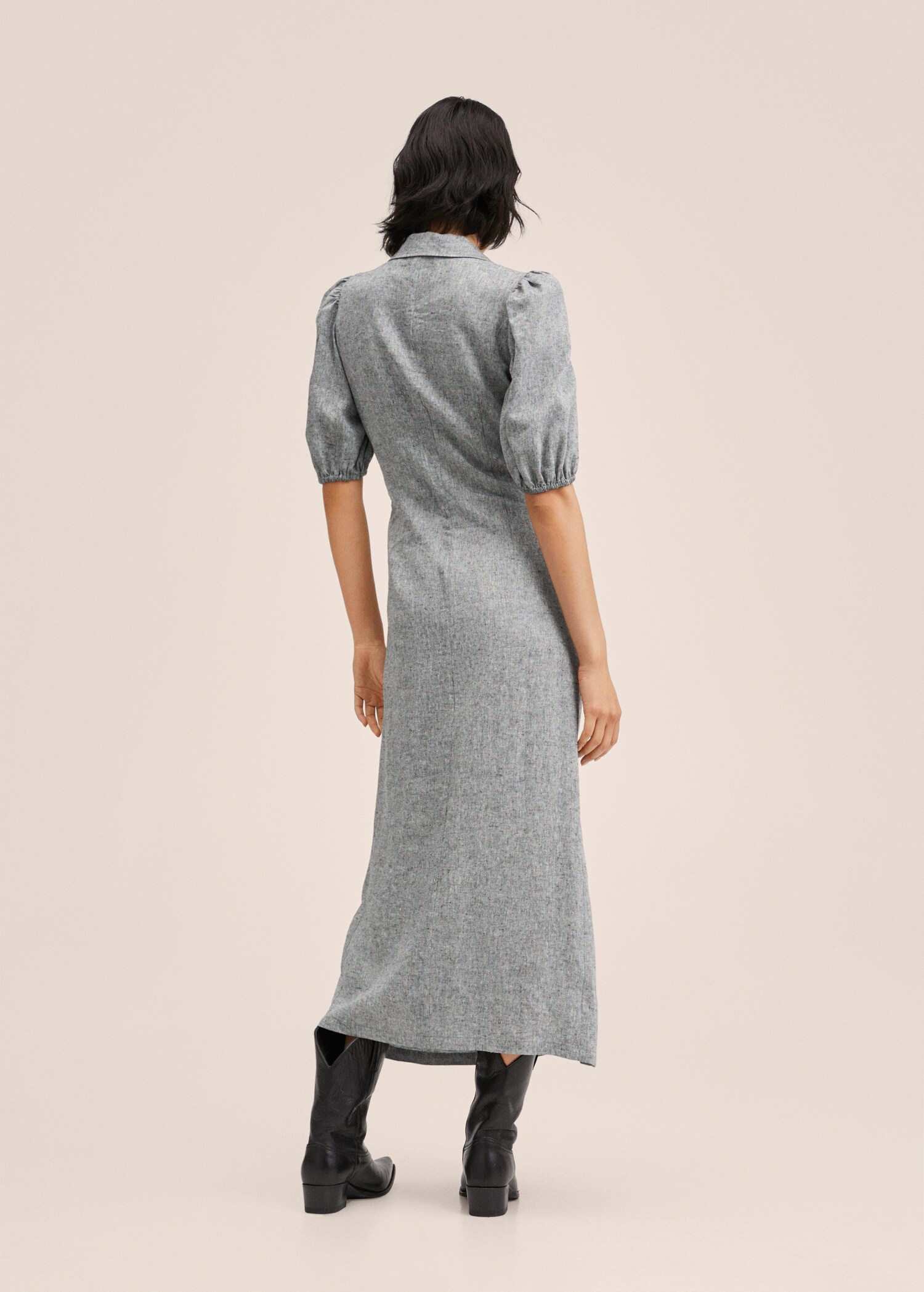 Vestido lino fruncido - Reverso del artículo
