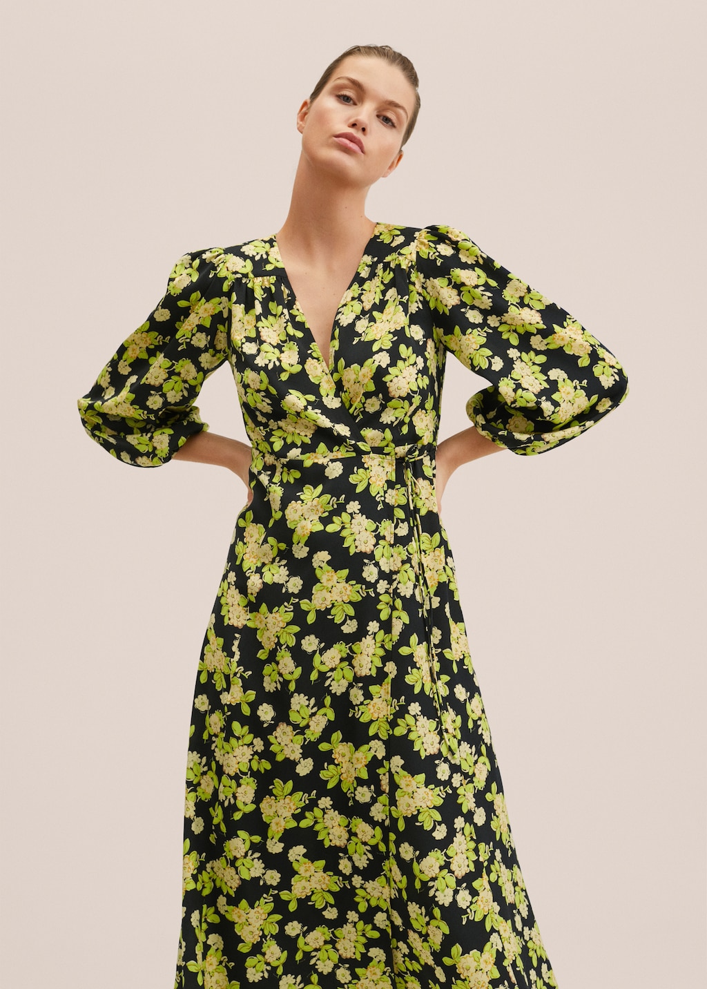Black and yellow flower dress deals