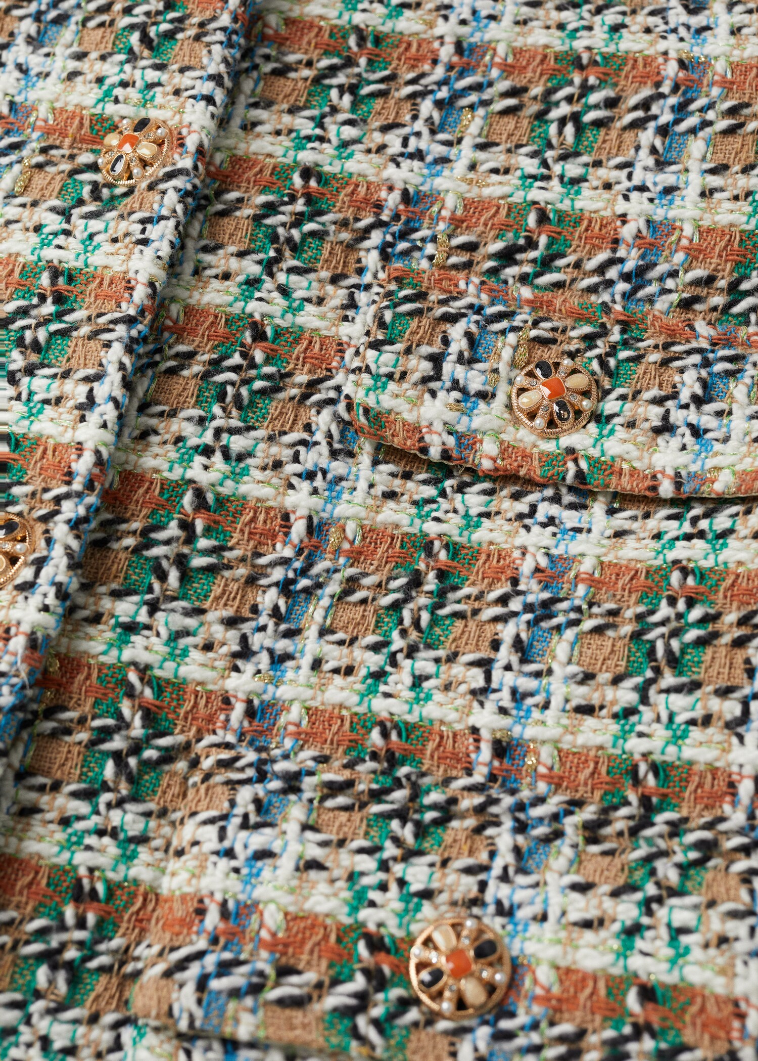 Tvídový kabátek na štrasové knoflíky - Detail zboží 8
