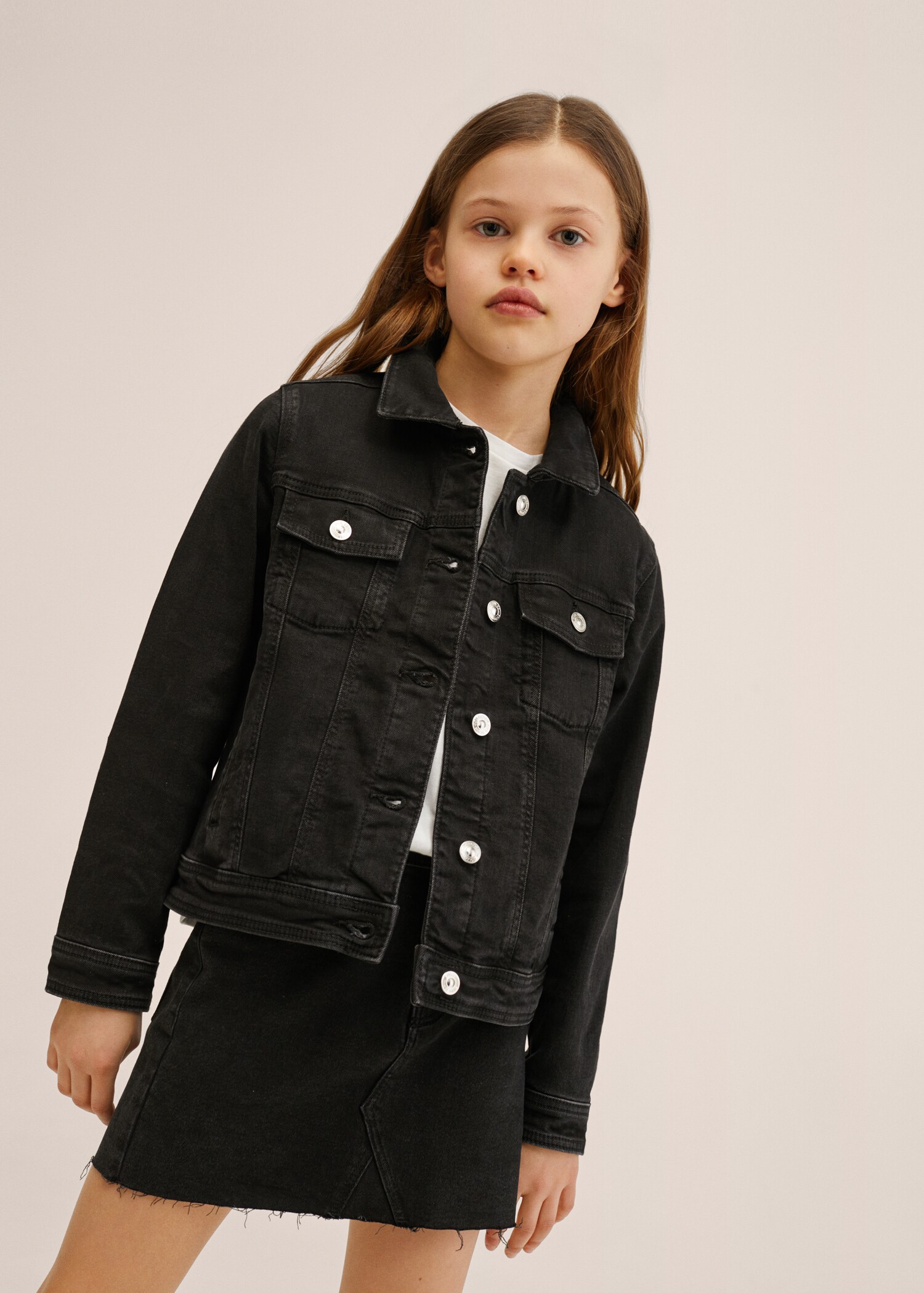 Chaqueta denim algodón - Plano medio