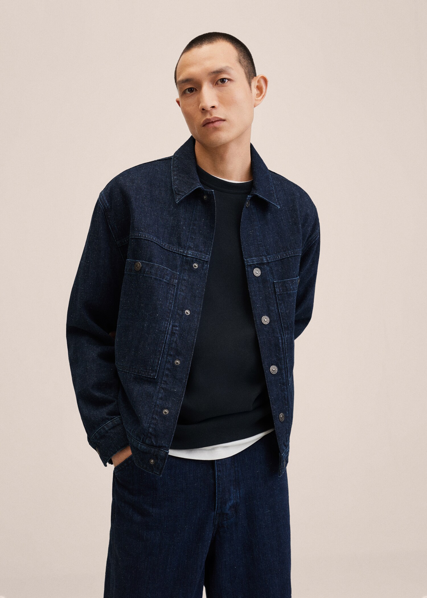 Marbled denim overshirt - Medium plane