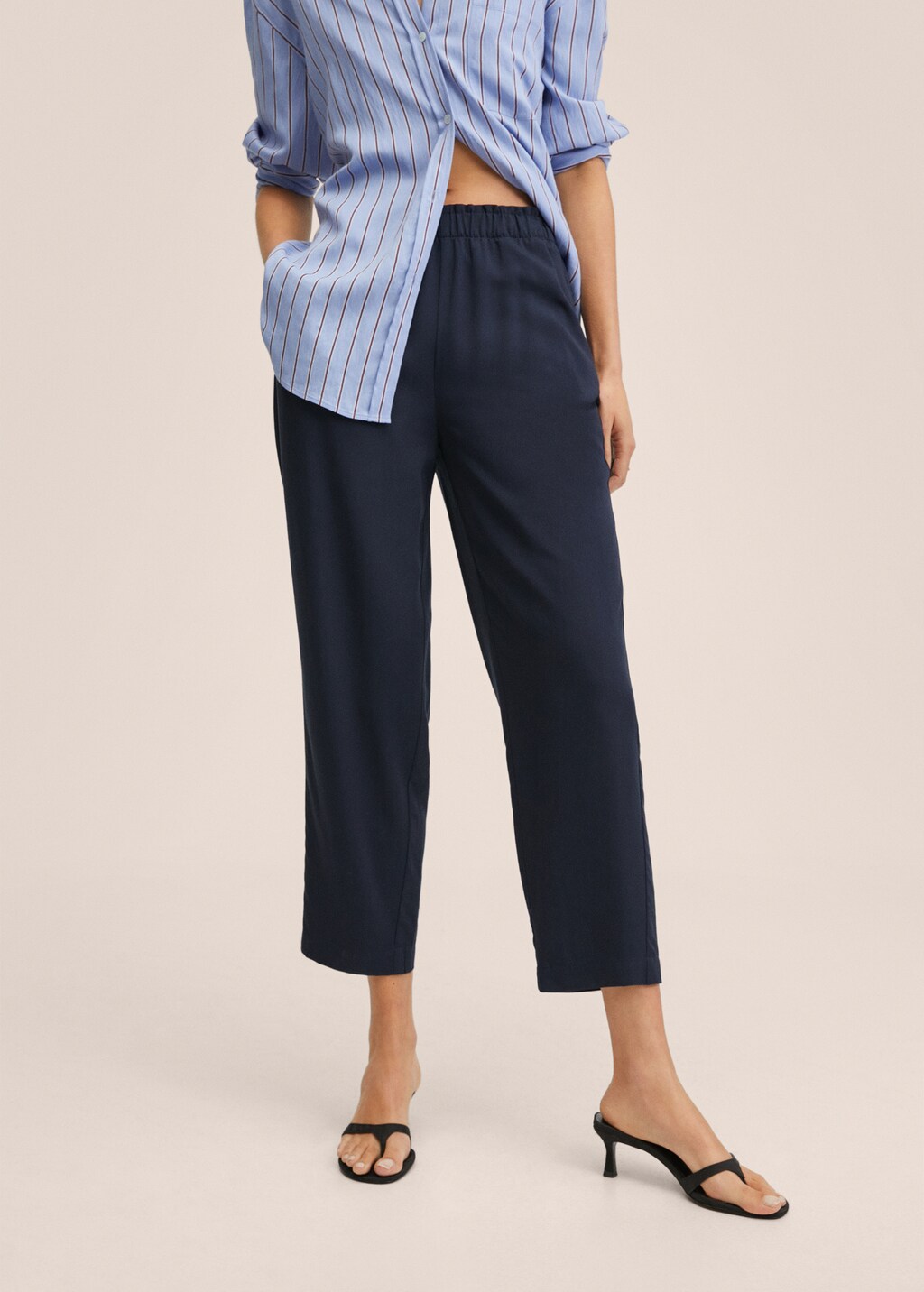 Elastic waist crop trousers Women MANGO OUTLET Czech Republic