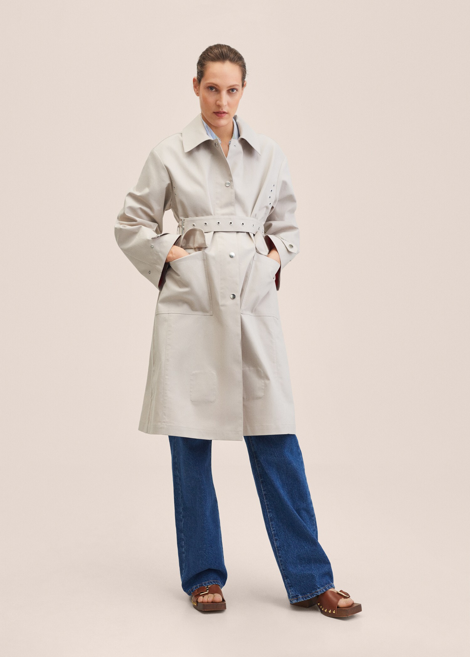 Oversized-Trenchcoat aus Baumwolle - Mittlere Ansicht