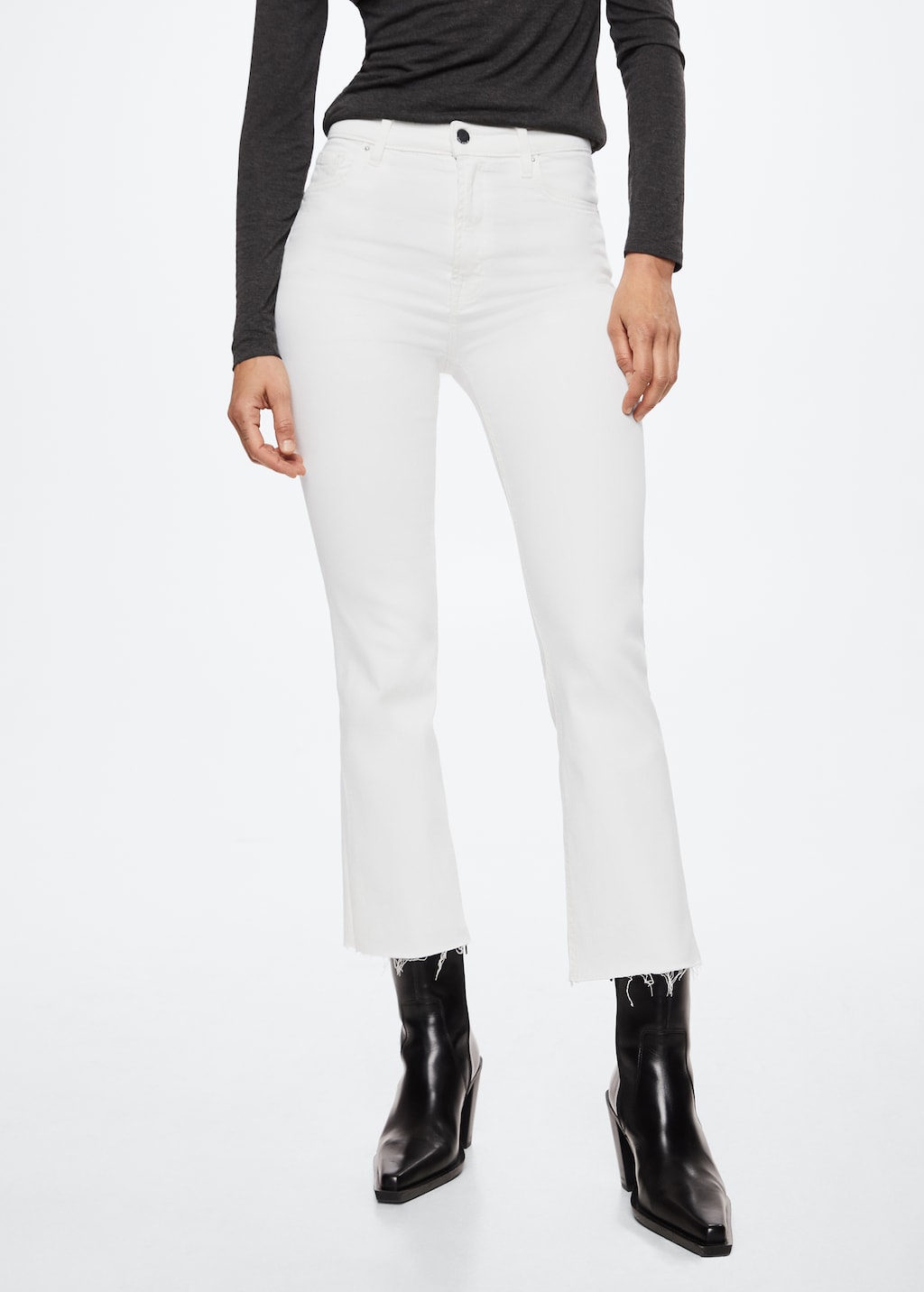 White cropped bootcut jeans hotsell