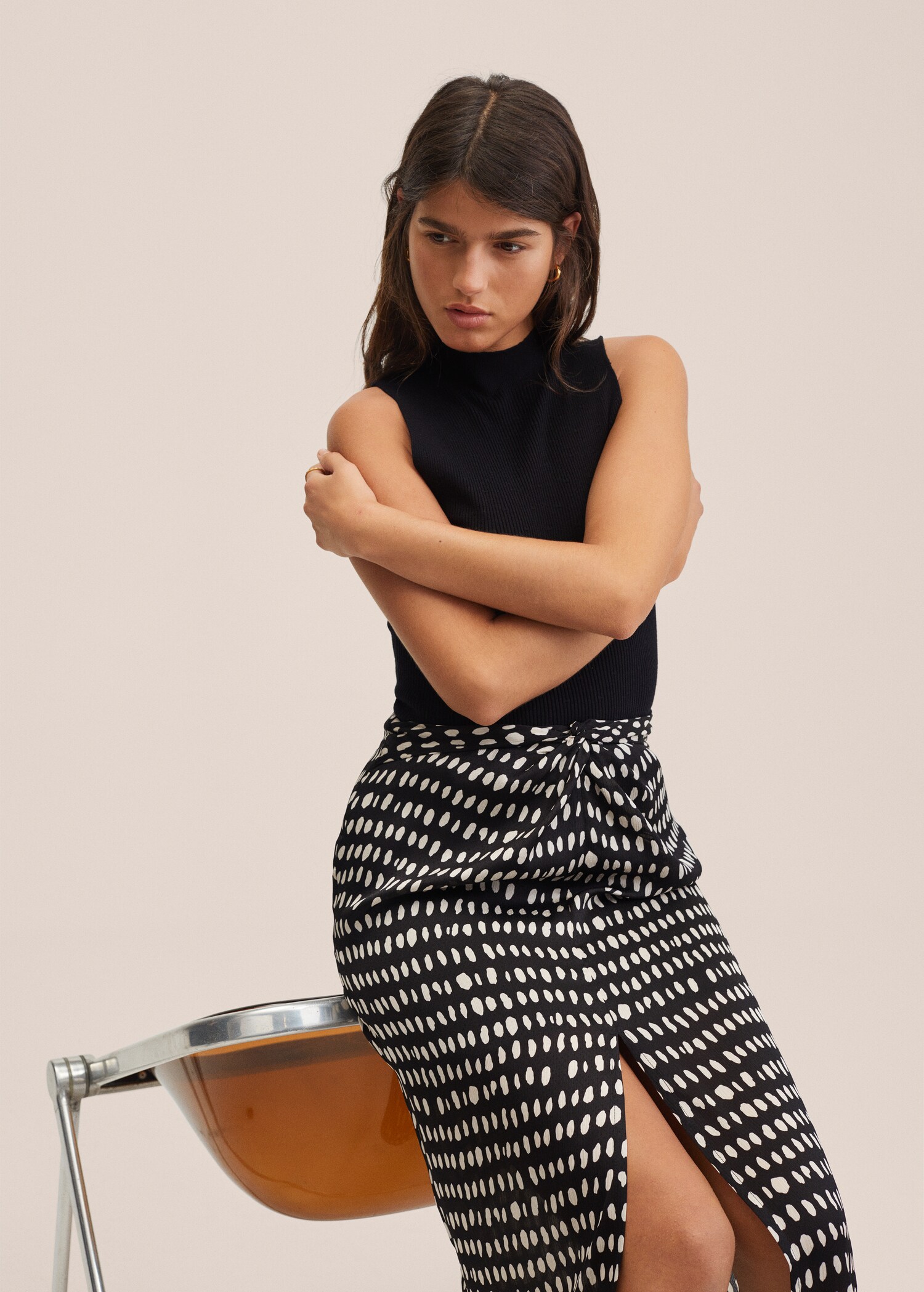 Knot printed skirt - Details of the article 1