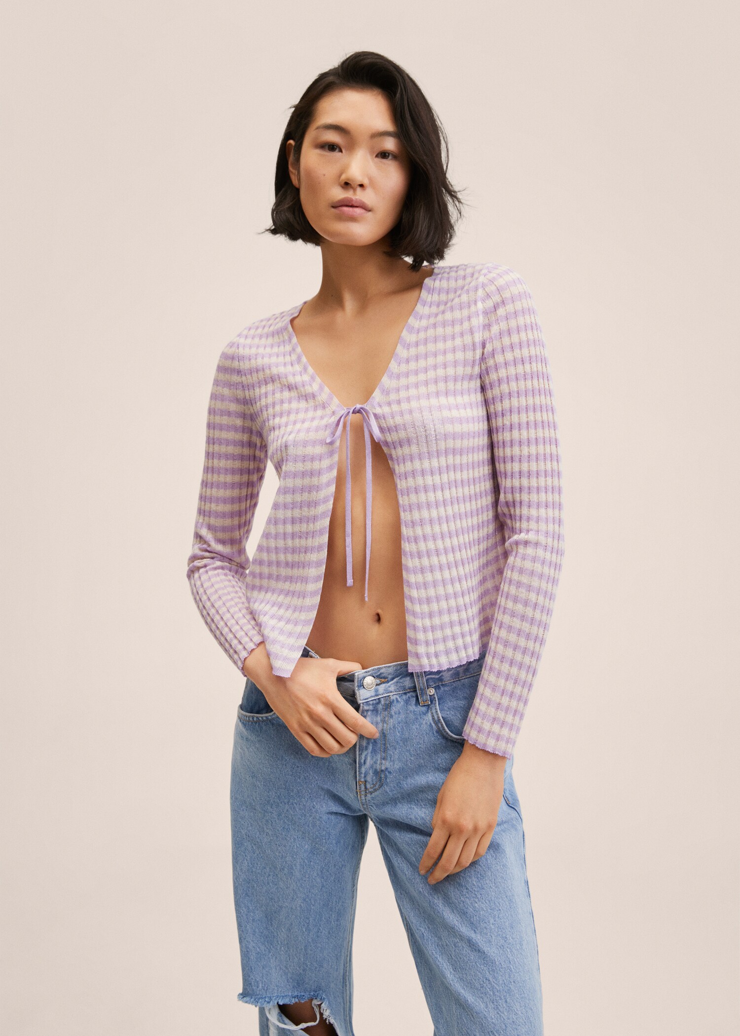 Knitted cropped cardigan - Medium plane
