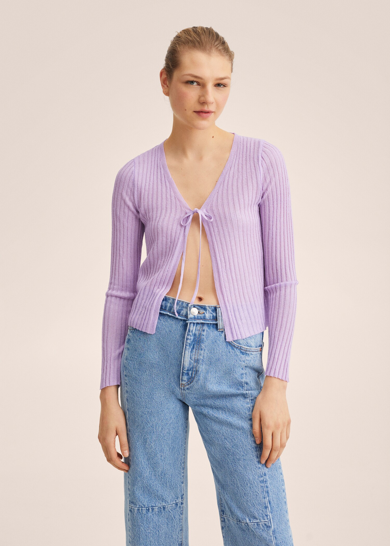 Knitted cropped cardigan - Medium plane