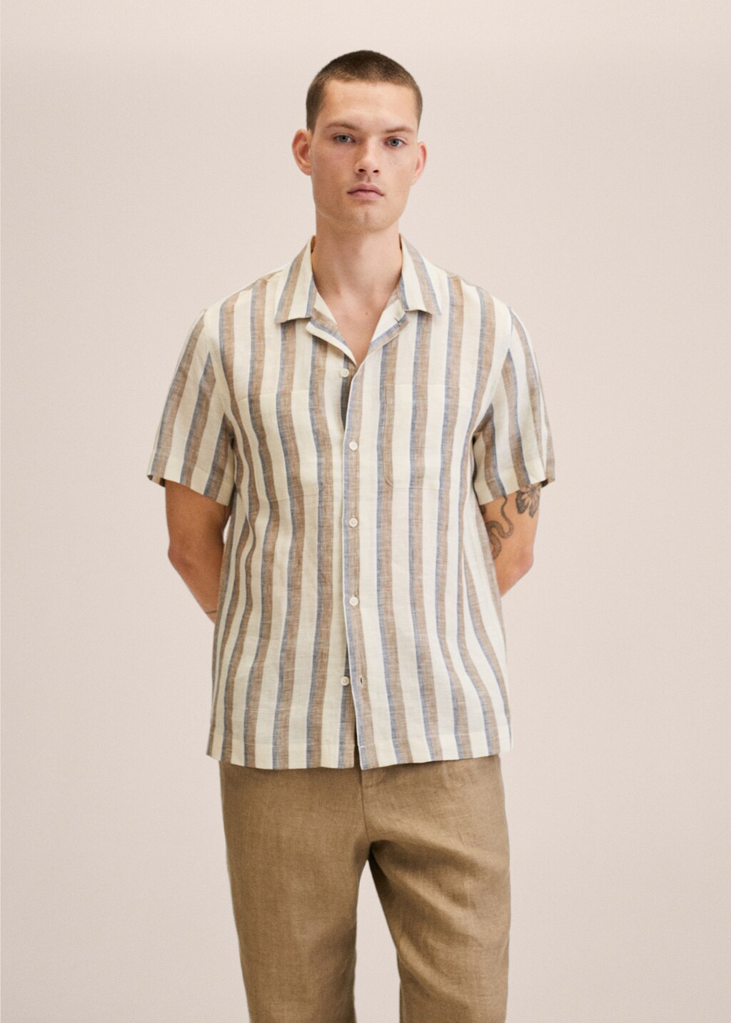 Camicia lino righe Uomo MANGO OUTLET Italia