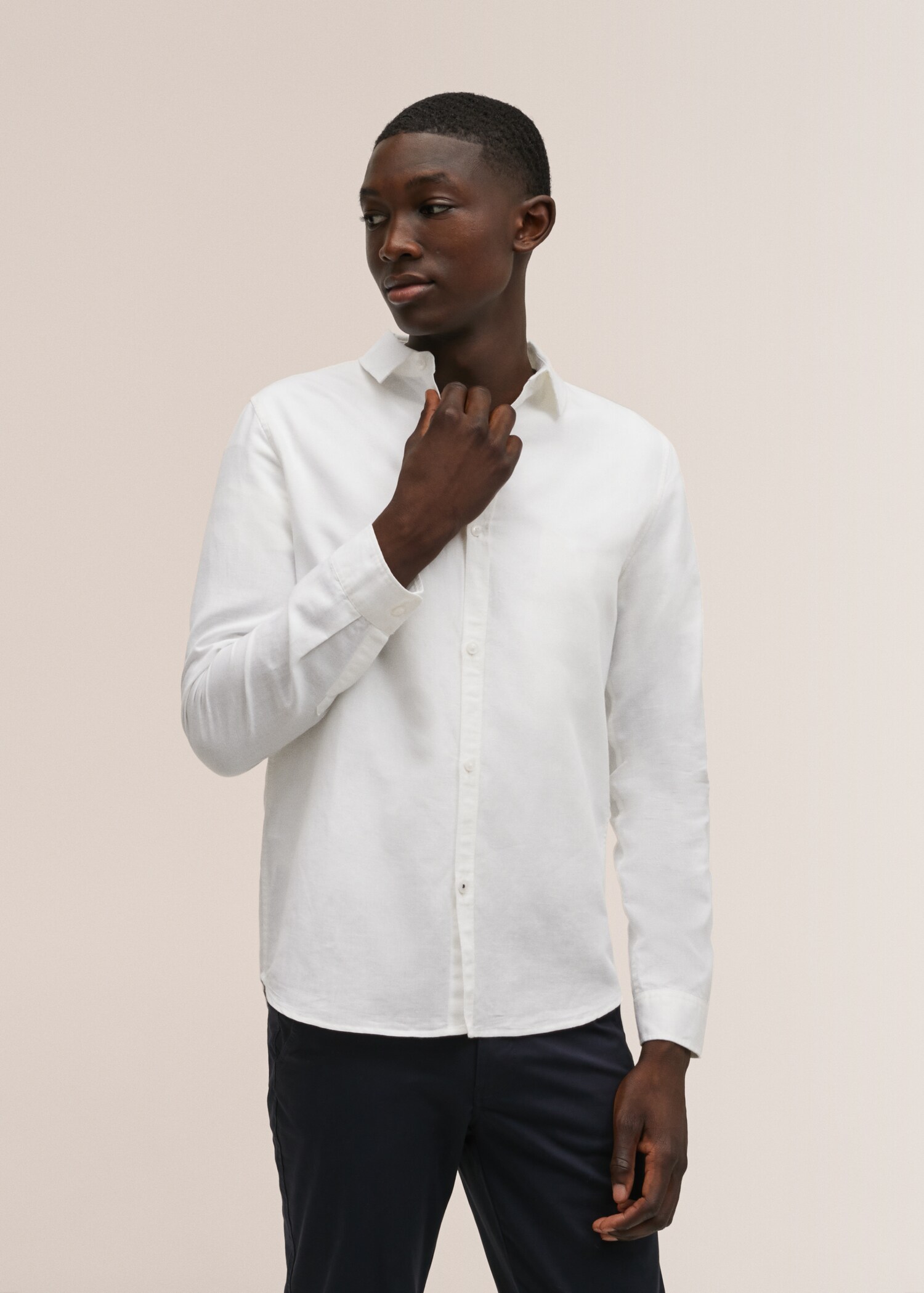 Regular-fit cotton linen-blend shirt - Details of the article 2