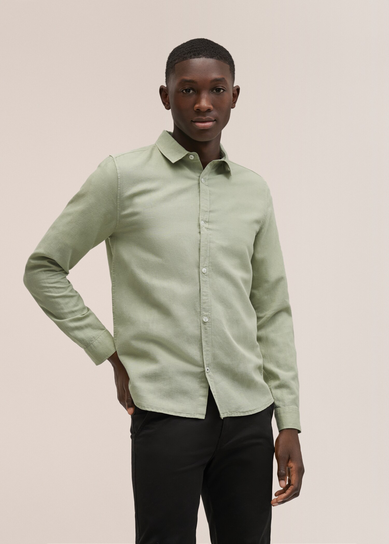 Regular-fit cotton linen-blend shirt - Details of the article 3