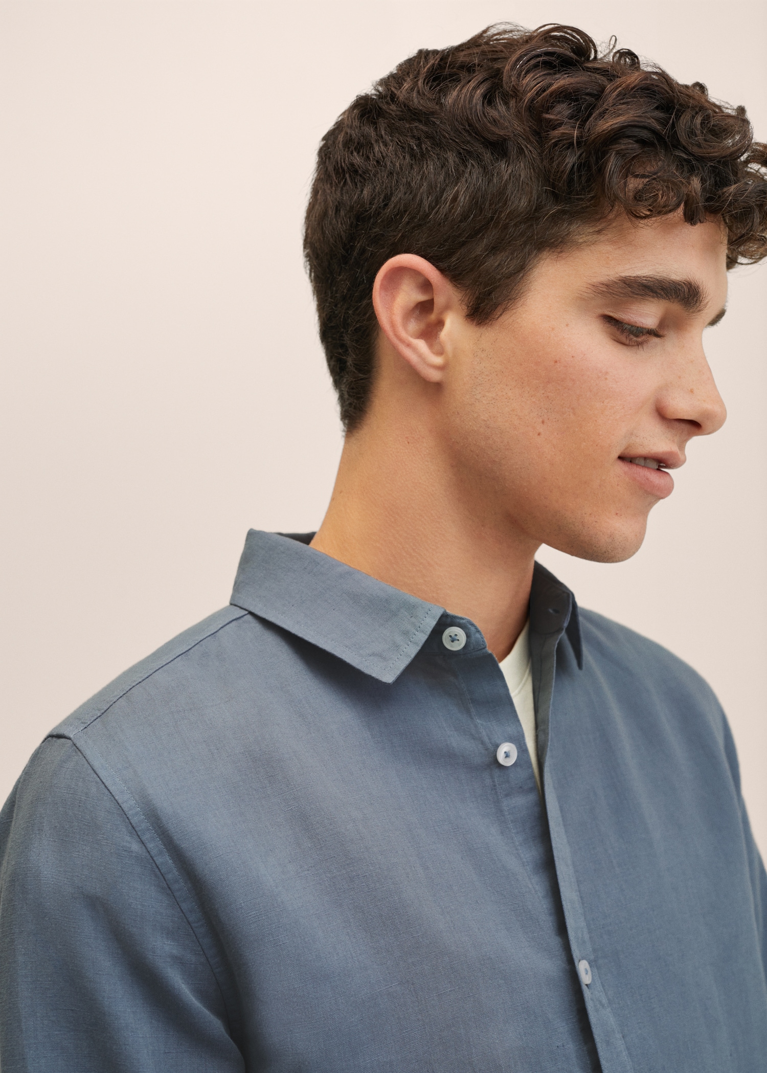 Regular-fit cotton linen-blend shirt - Details of the article 1