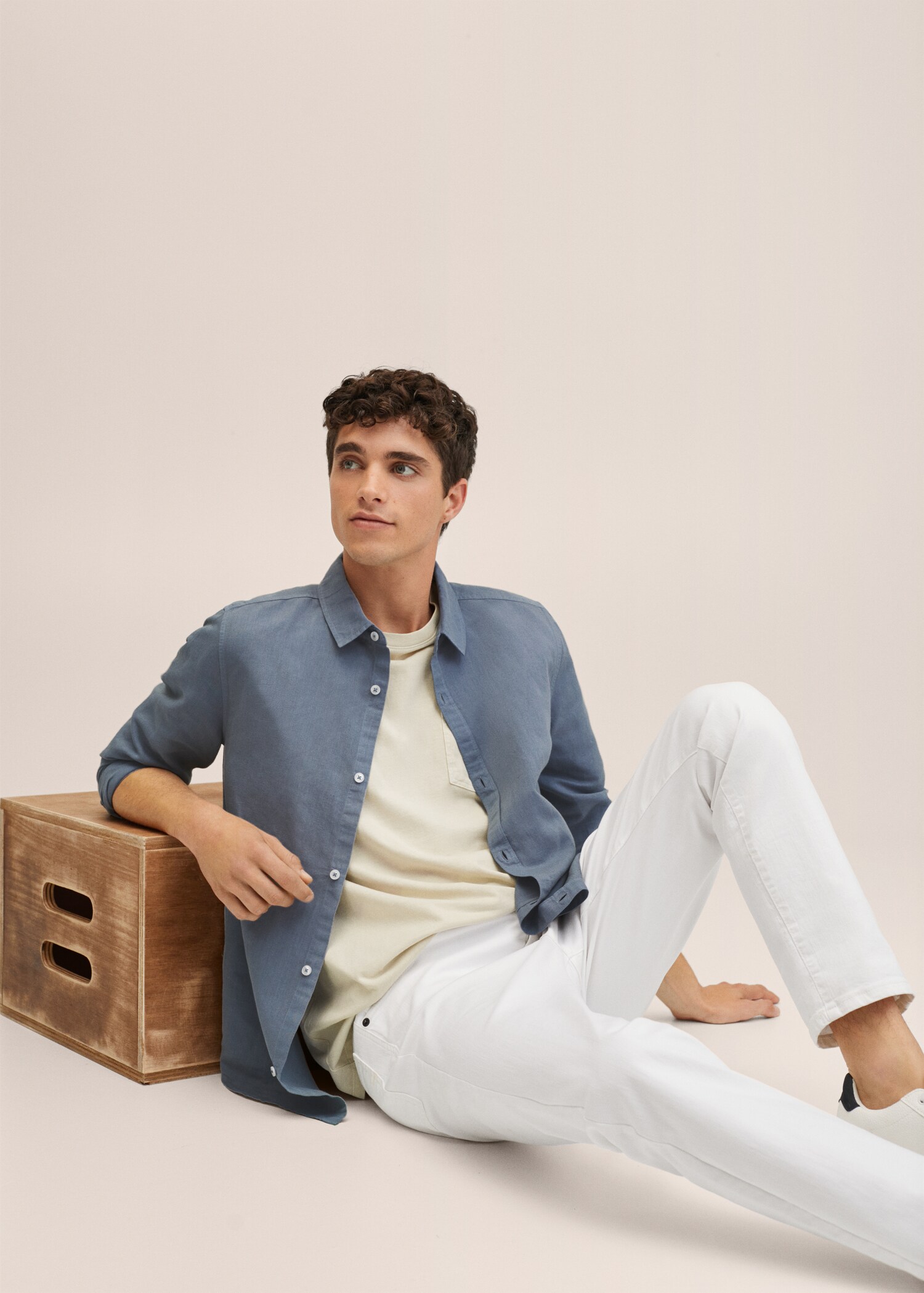 Regular-fit cotton linen-blend shirt - Details of the article 2