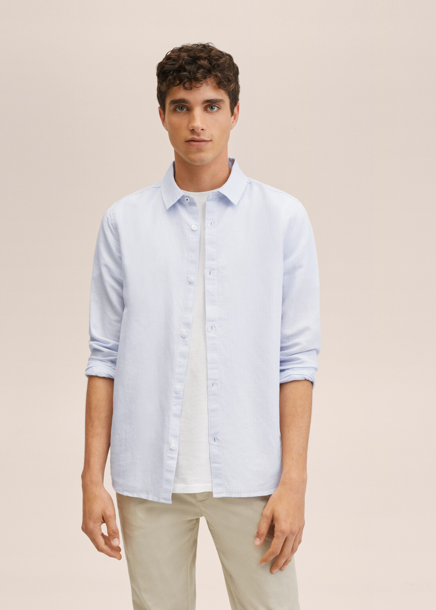 Striped cotton linen shirt - Details of the article 1