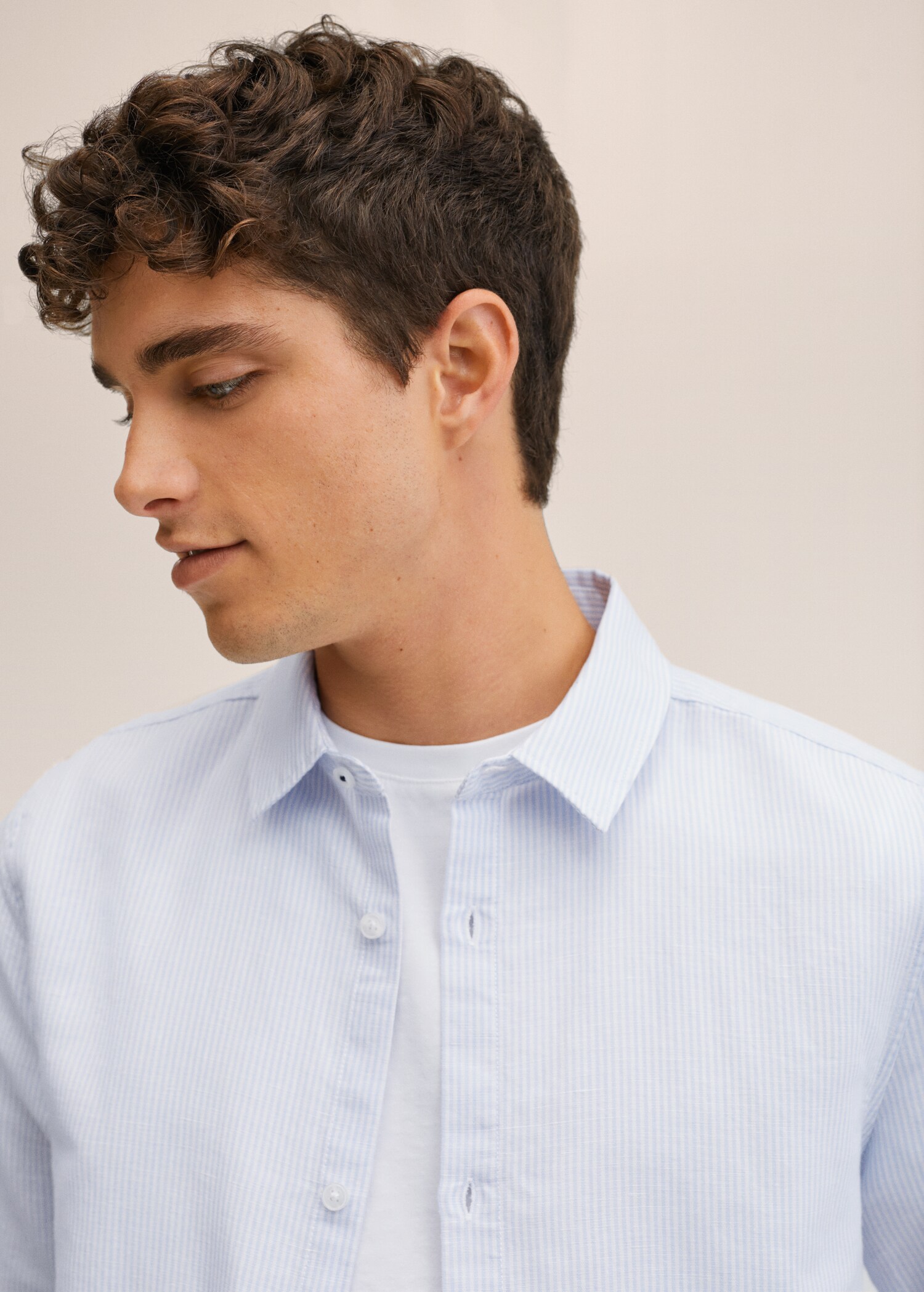 Striped cotton linen shirt - Details of the article 2