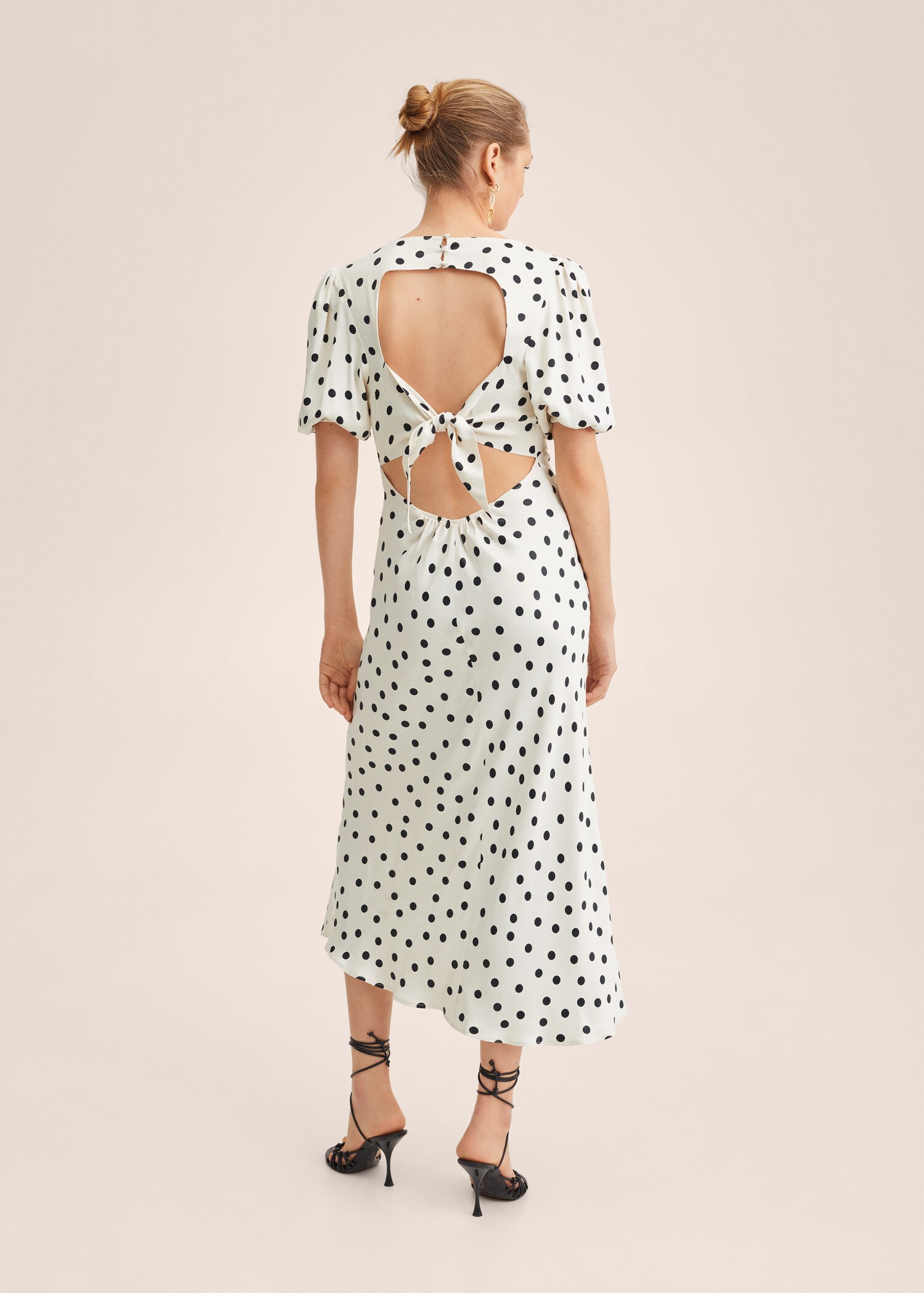 Polka-dot satin-finish dress - Reverse of the article