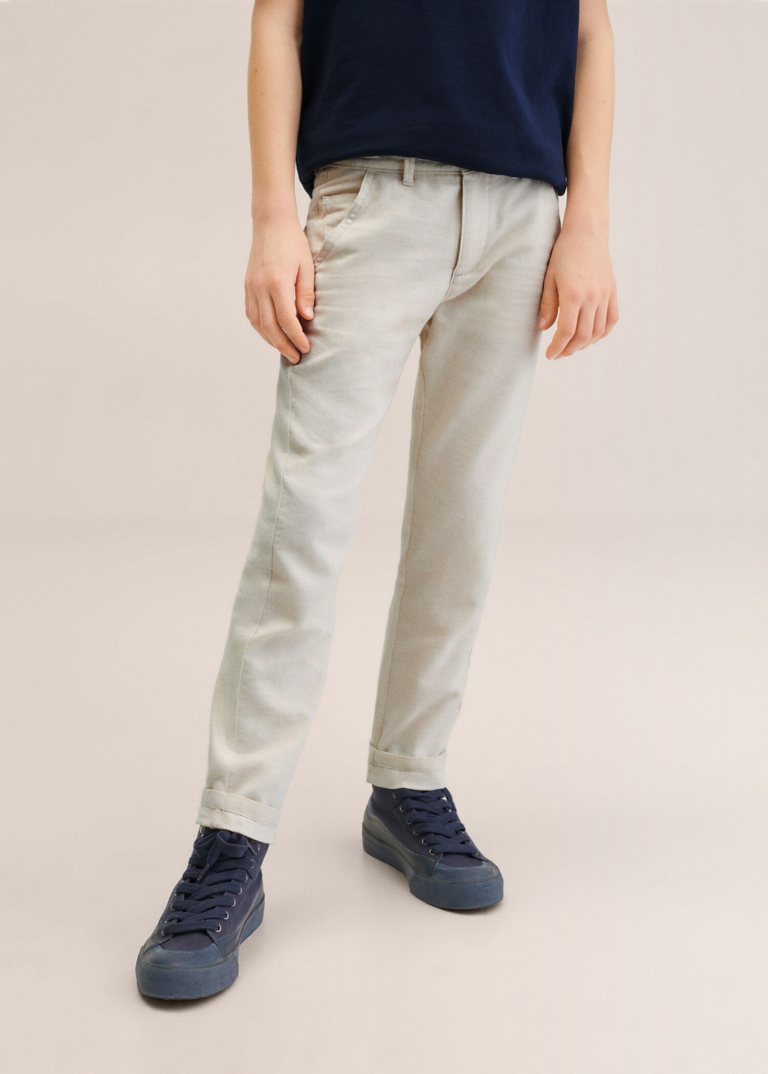 Pantalón slim fit algodón lino - Detalle del artículo 1