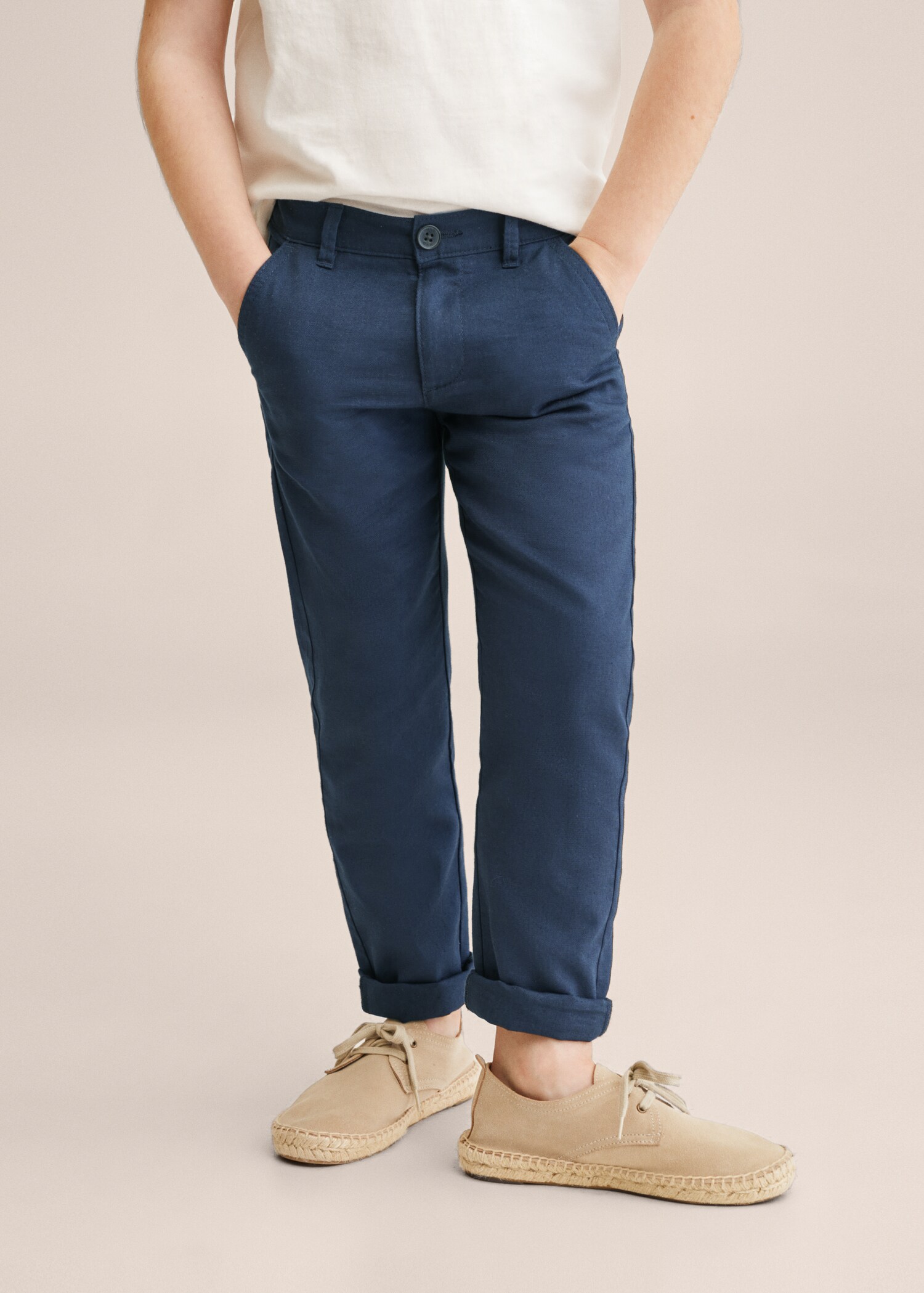 Spodnie slim fit z mieszanki bawełny i lnu - Szczegóły artykułu 1