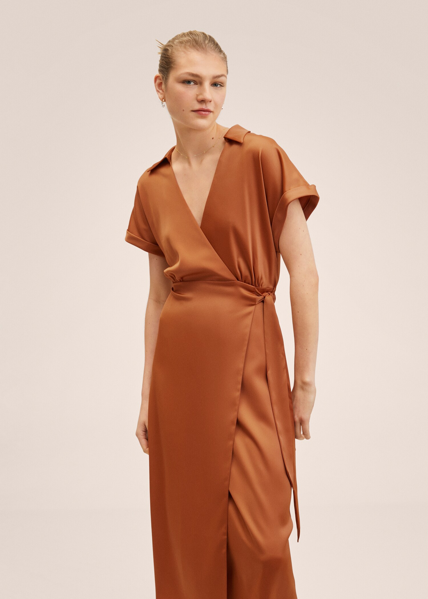 Satin shirt dress - Medium plane