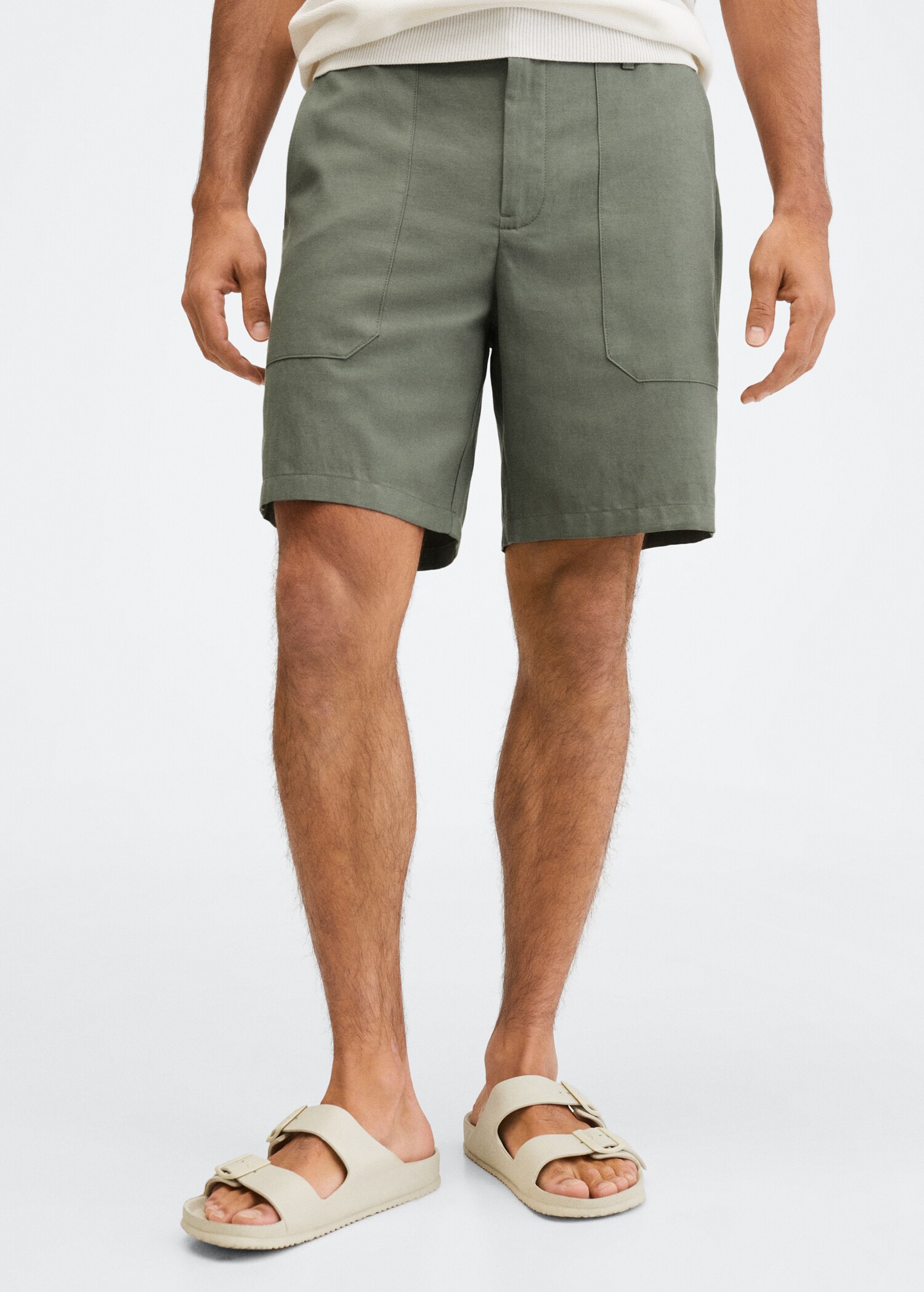 Bermudashorts aus Lyocell mit Leinen - Mittlere Ansicht