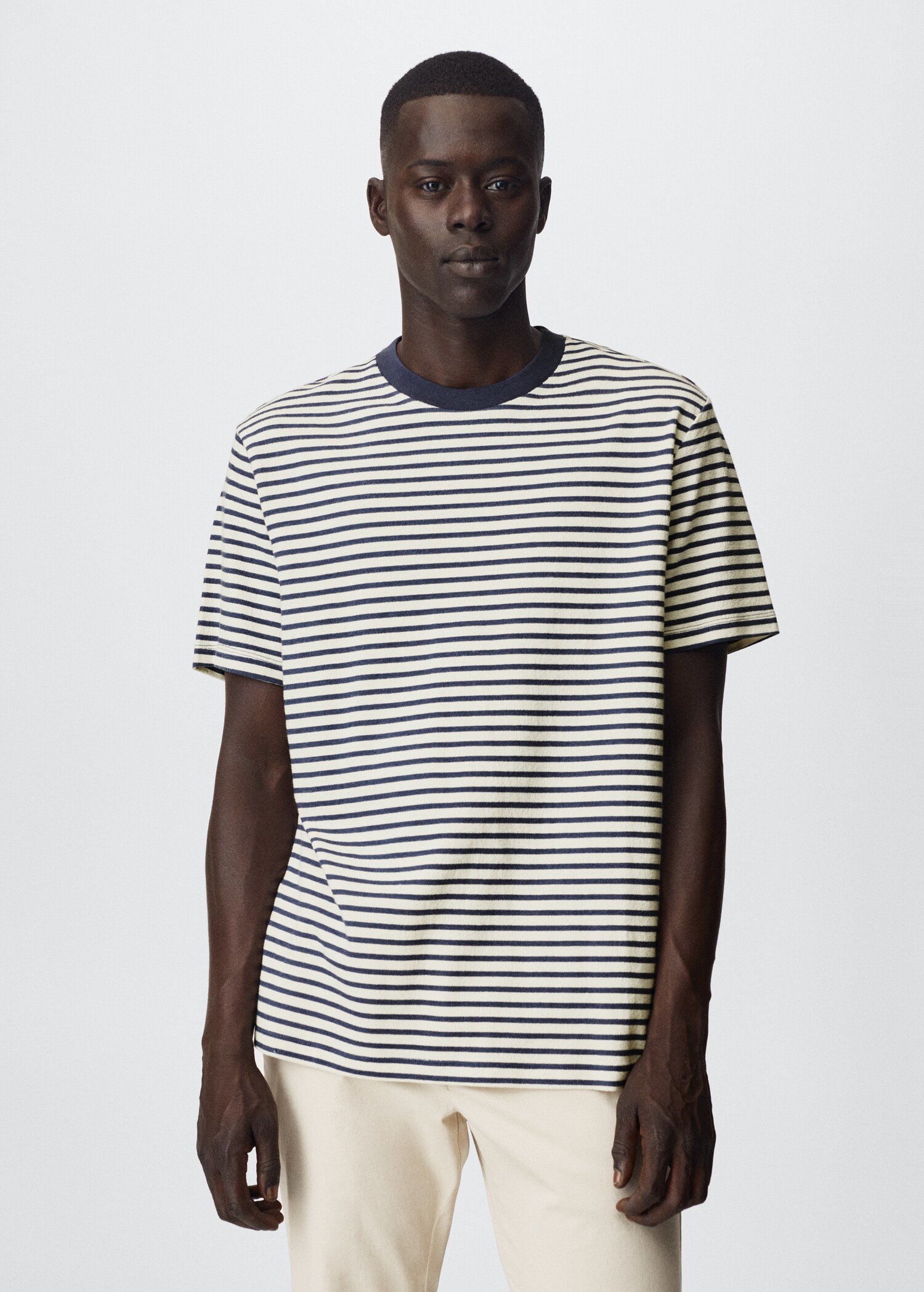 Gestreiftes Frottee-T-Shirt - Herren | MANGO OUTLET Deutschland