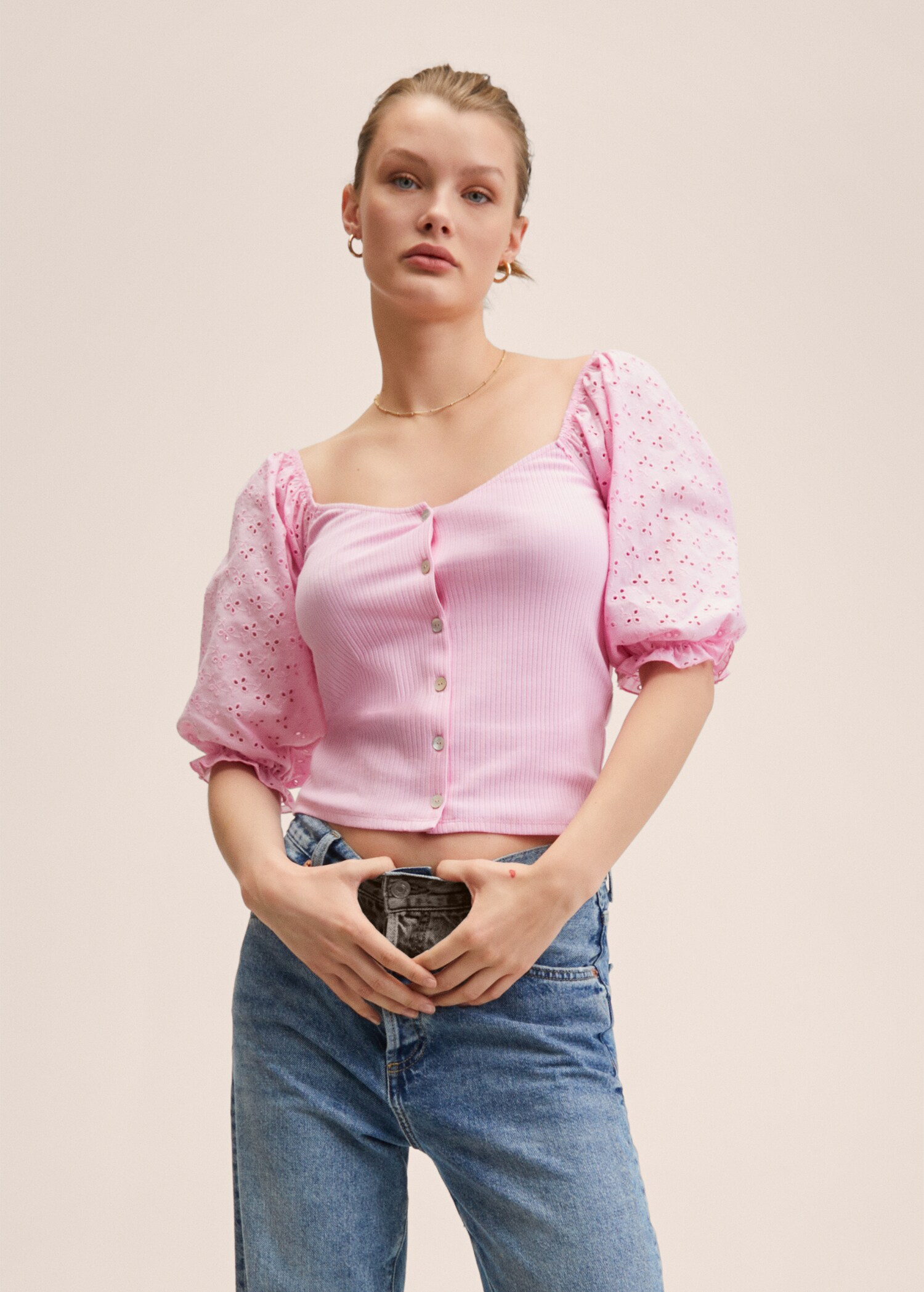 Embroidered sleeve T-shirt - Medium plane